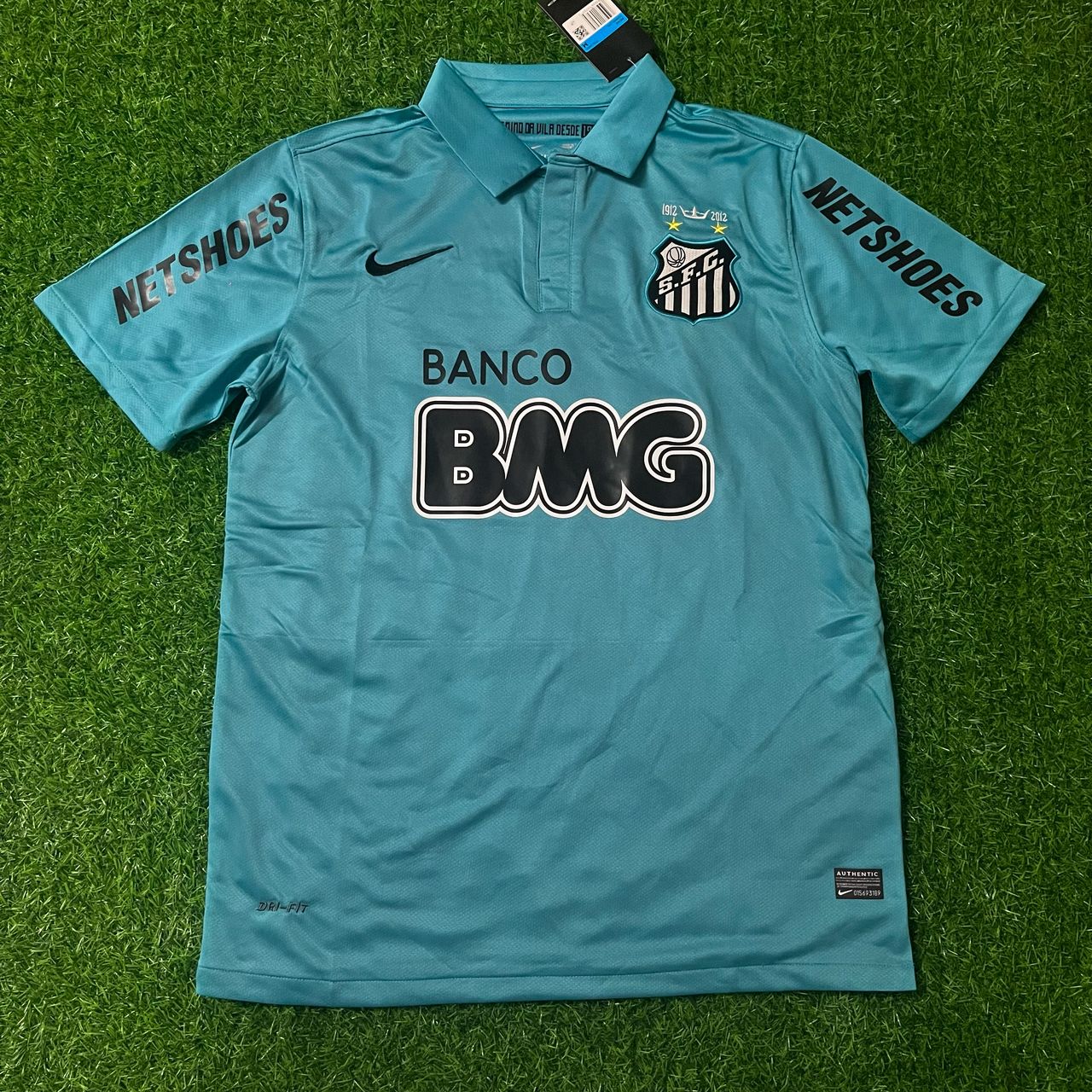 Neymar JR Santos FC 2011 2012 Retro Blue Green Turquoise Jersey Trikot