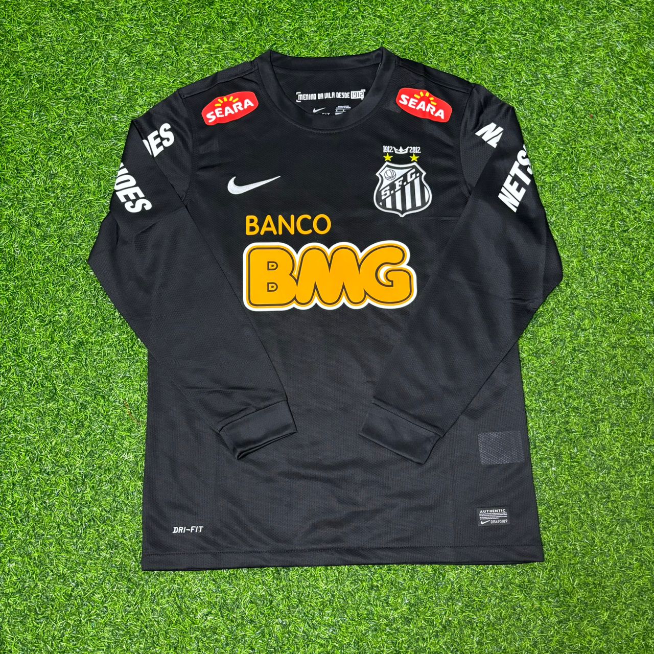 Santos Neymar Jr Black Long Sleeve Retro Football Jersey Kit