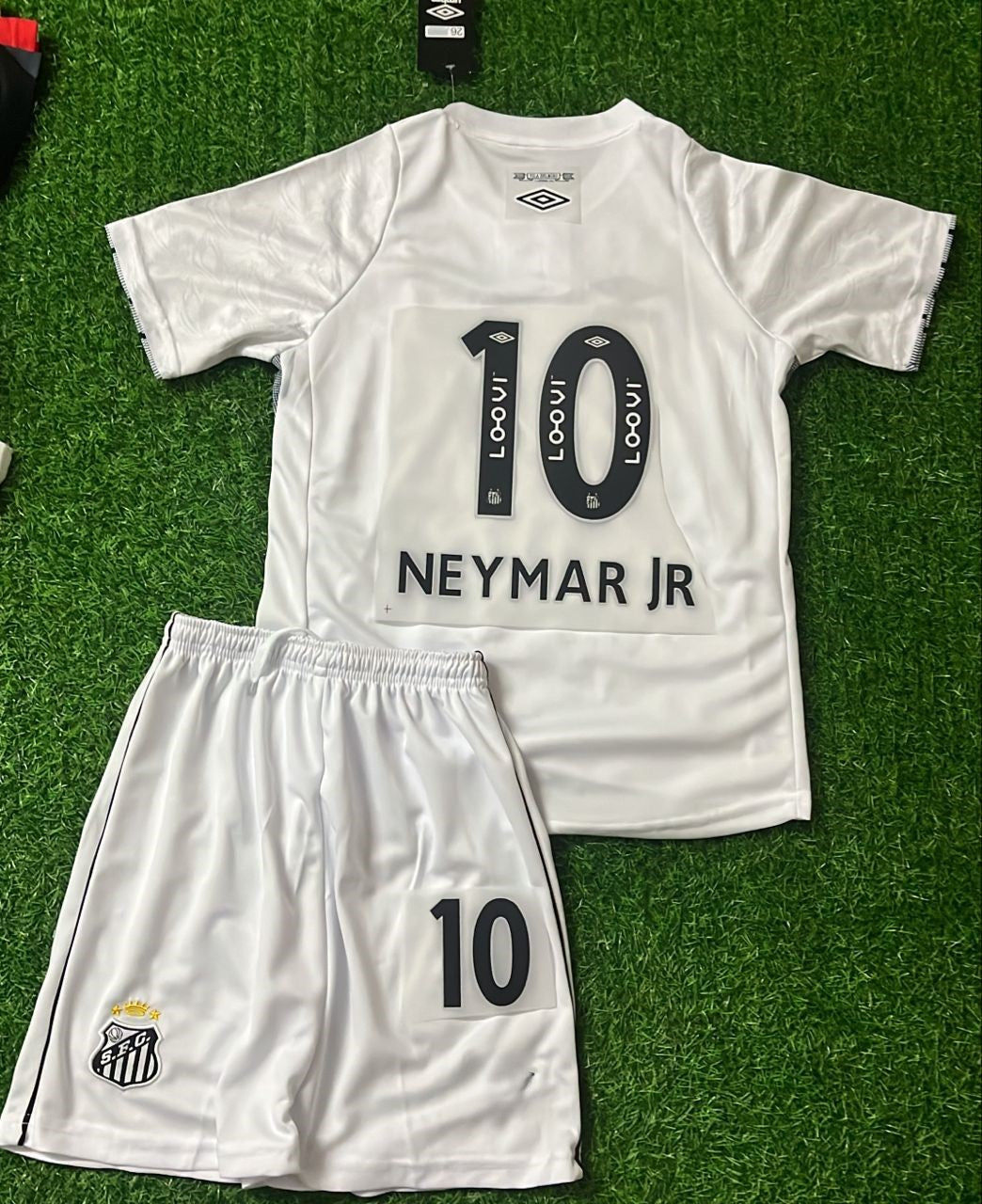 Neymar Jr Santos without Sponsor Kids Kit Jersey KinderTrikot Enfant Maillot