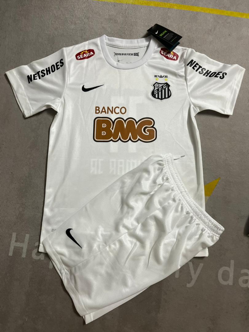 Santos FC Neymar Jr White Kid Children Set Retro Football Jersey Trikot
