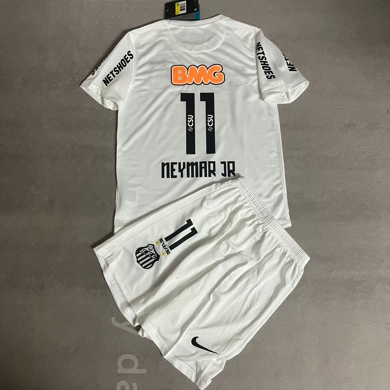 Santos FC Neymar Jr 2013 White Kids Retro Football Jersey Set