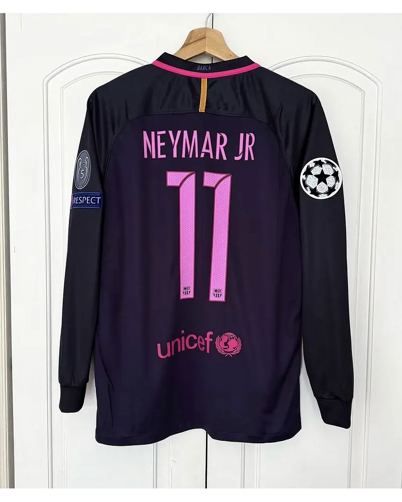 Neymar Jr Barcelona 14/15 Retro Pink Printing Long Sleeve Jersey Maillot Trikot Maglia