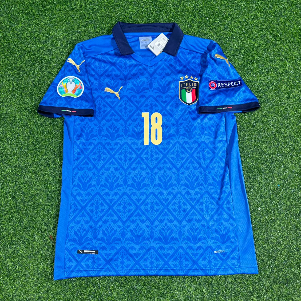 Italy EURO 2020 Nicolò Barella #18 Final Retro Football Jersey