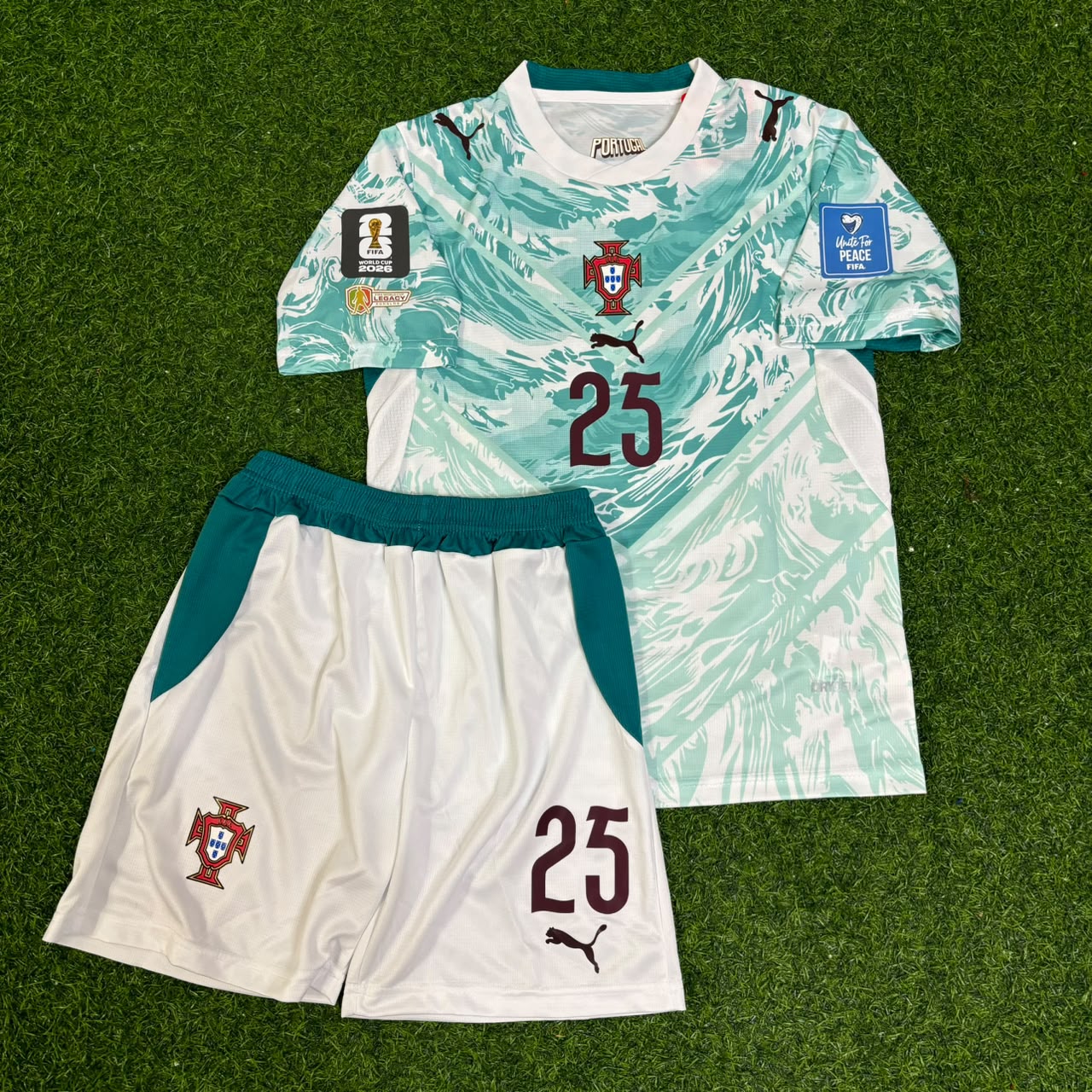Portugal World Cup 2026 Nuno Mendes White Away Kids Football Jersey