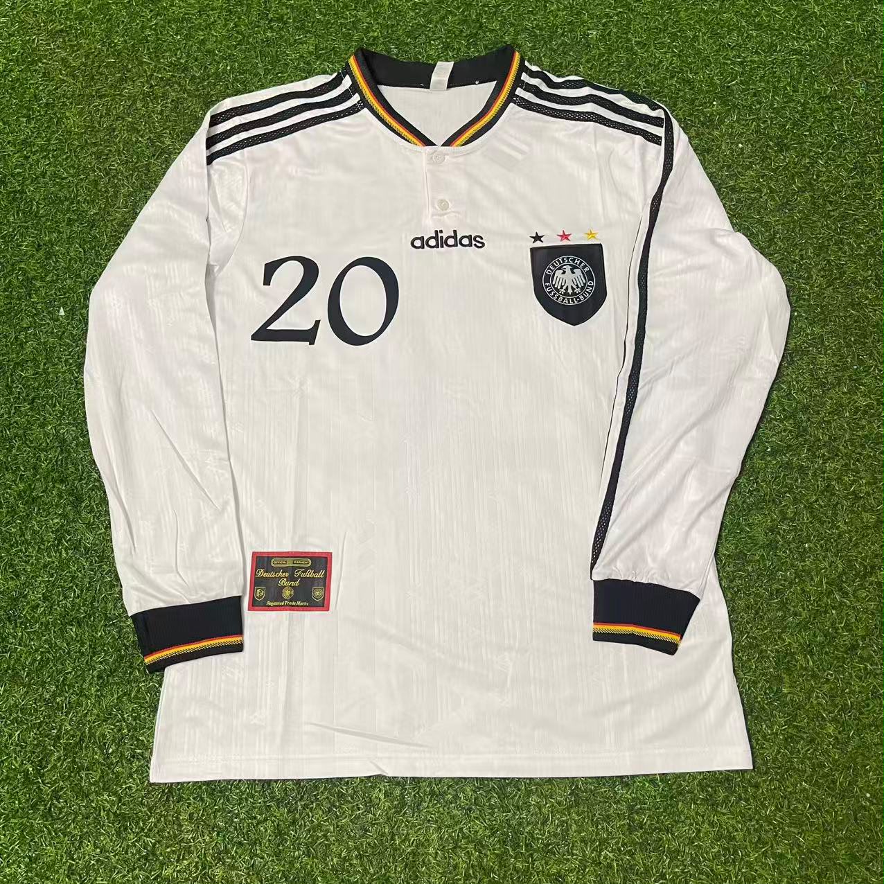 Germany EURO 1996 Oliver Bierhoff Final Home Long Sleeve Retro Football Jersey Kit