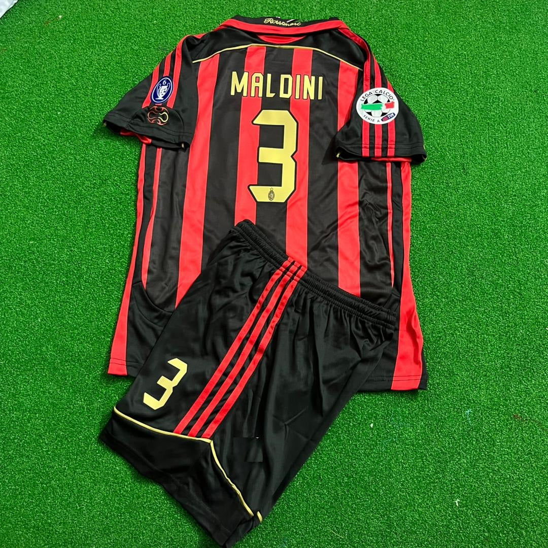 Paolo Maldini AC Milan 2006 2007 Retro Kids Soccer Kids Football Jersey Kit