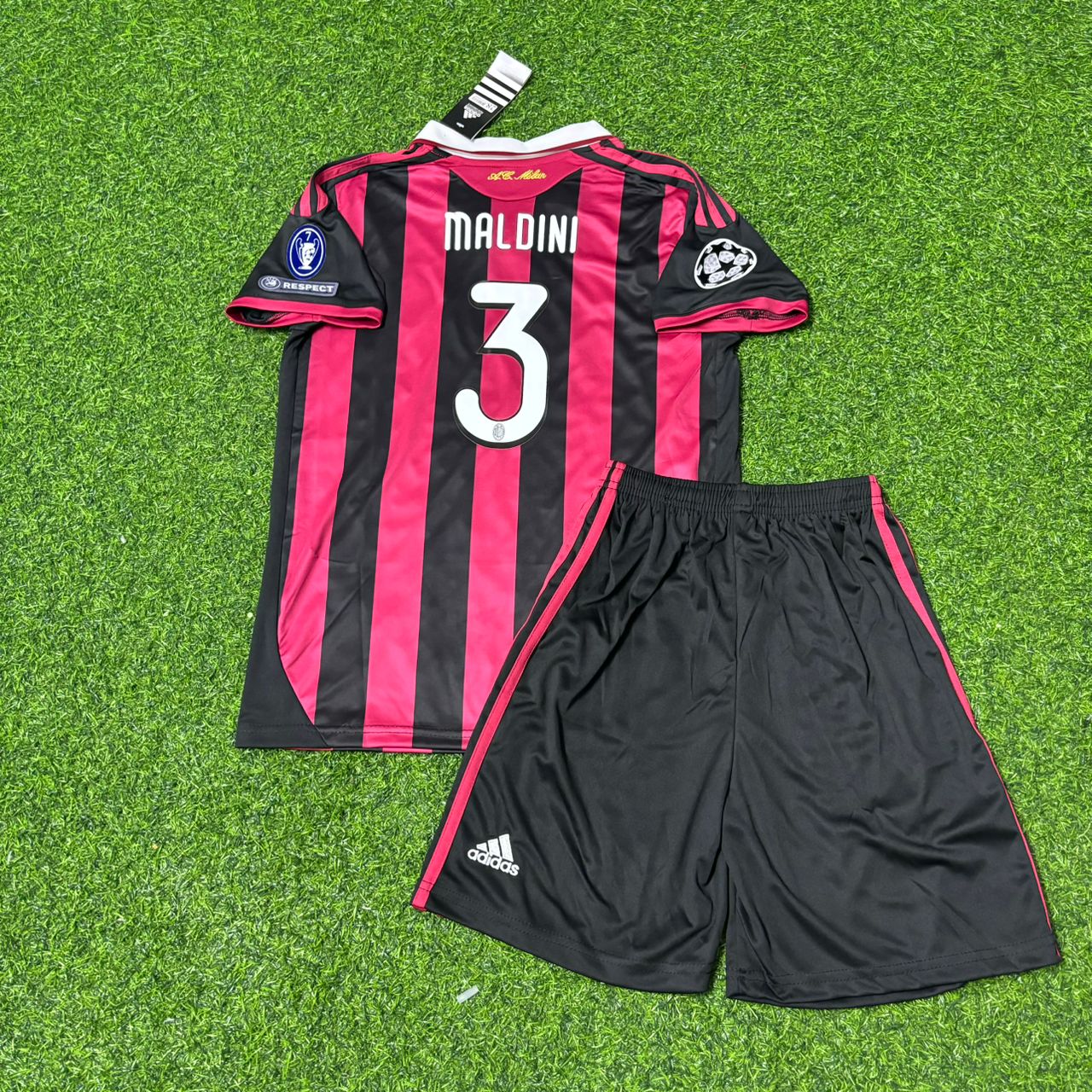 Paolo Maldini AC Milan 2008-2009 Final Season Kids Home Retro Football Jersey Kit