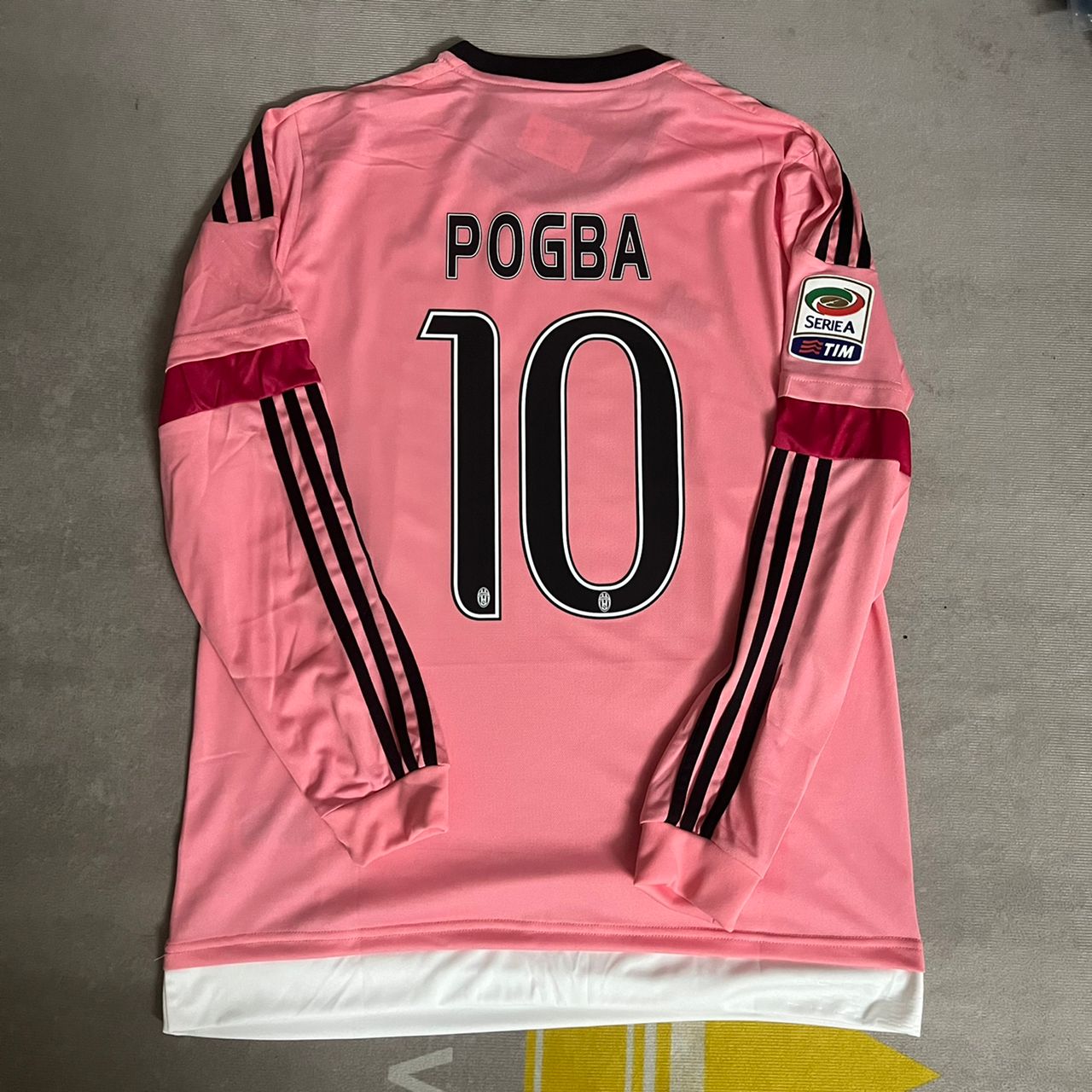 Paul Pogba Juventus Pink Retro 2015-2016 Long Sleeve Pink Football Jersey