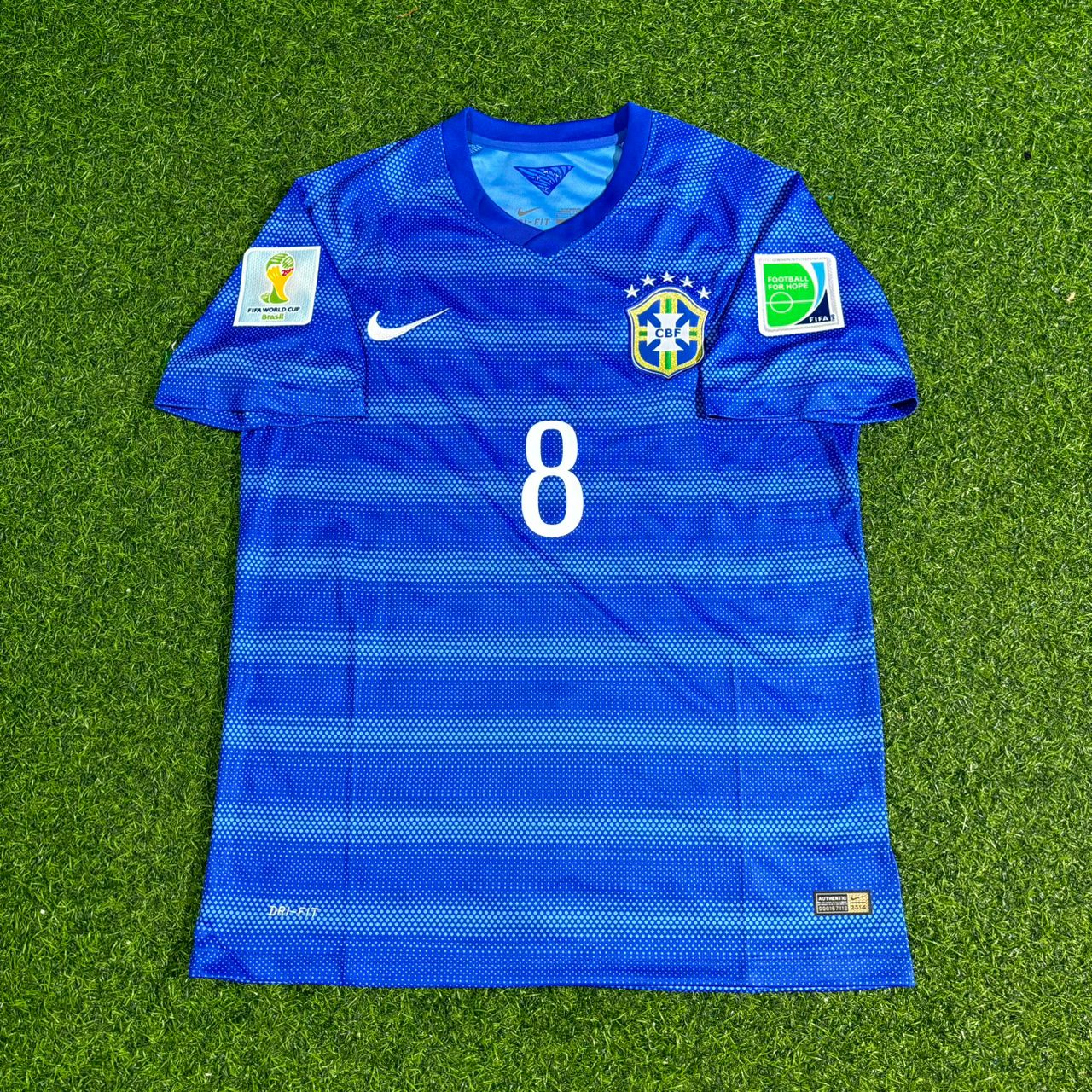 Brazil World Cup 2014 Paulinho 8- Retro Blue Jersey Trikot