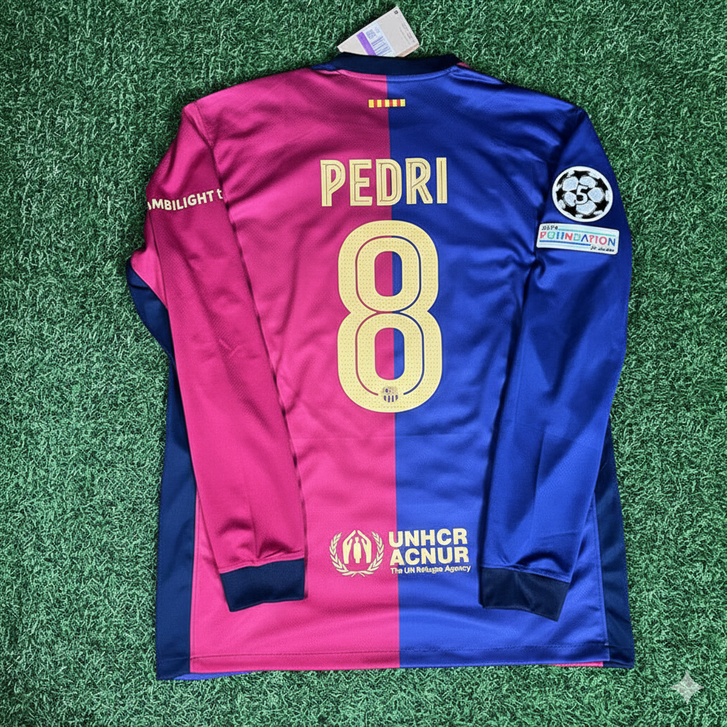 Pedri 8- Barcelona 2025 Champions League Long Sleeve Football Jersey