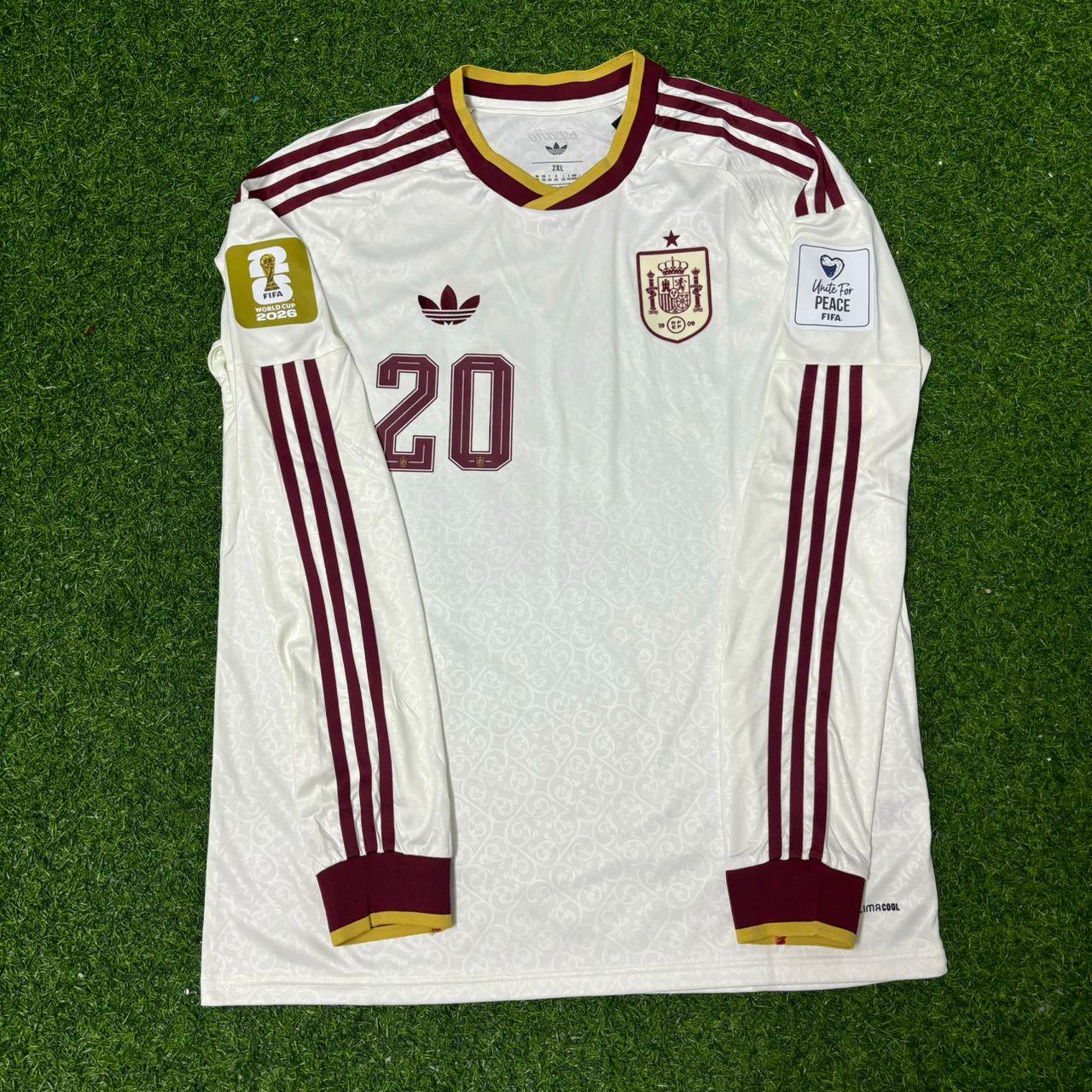 Spain World Cup 2026 Pedri #20 Away Long Sleeve Football Jersey