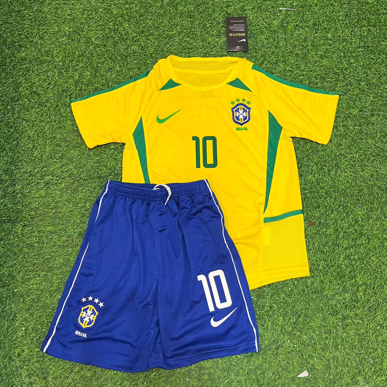 Pele #10 Brazil Retro Kids Soccer Football Jersey Kit Kinder