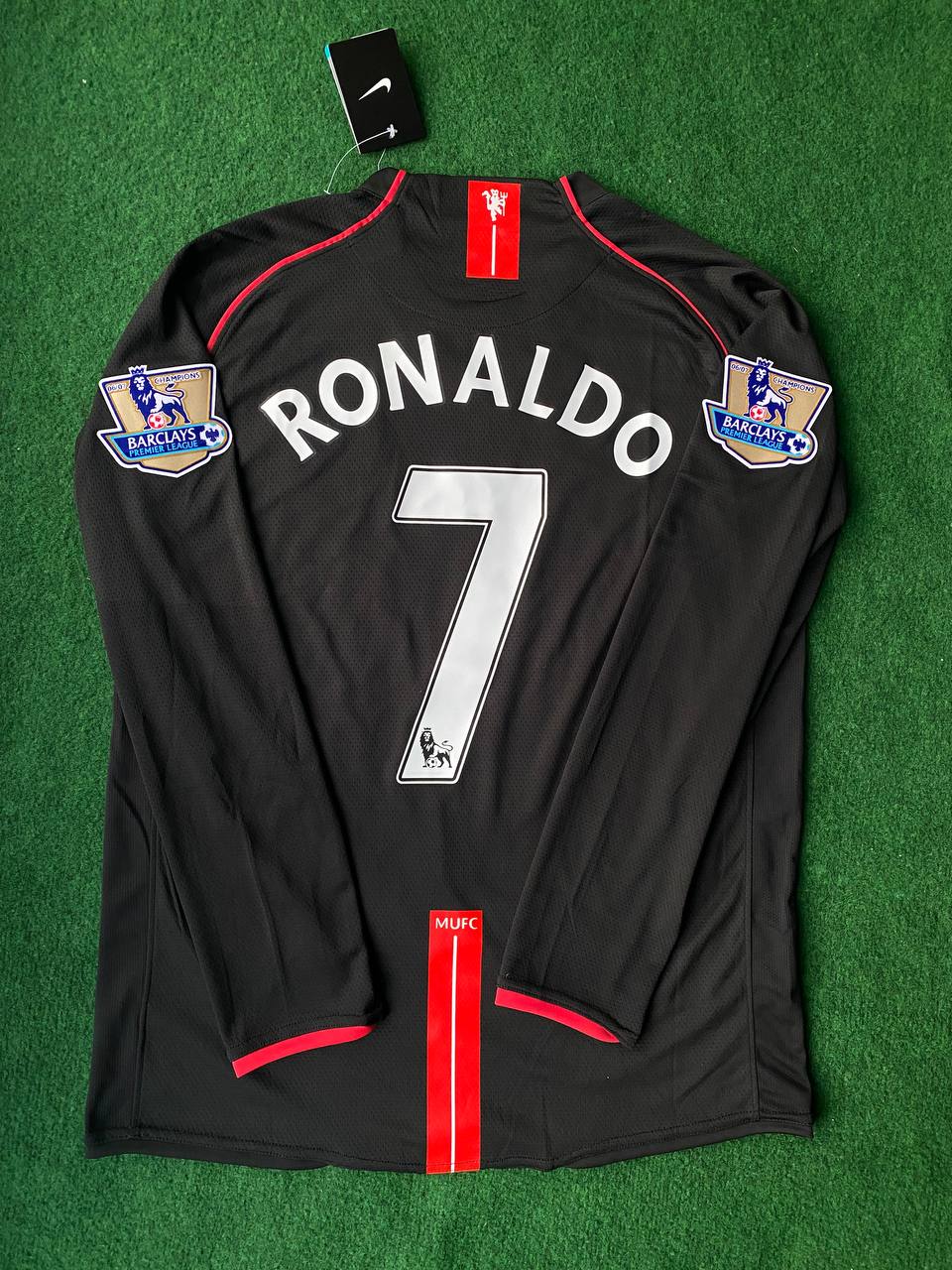 Cristiano Ronaldo 2007-2008 Manchester United Black Retro Jersey Trikot Camiseta Maillot