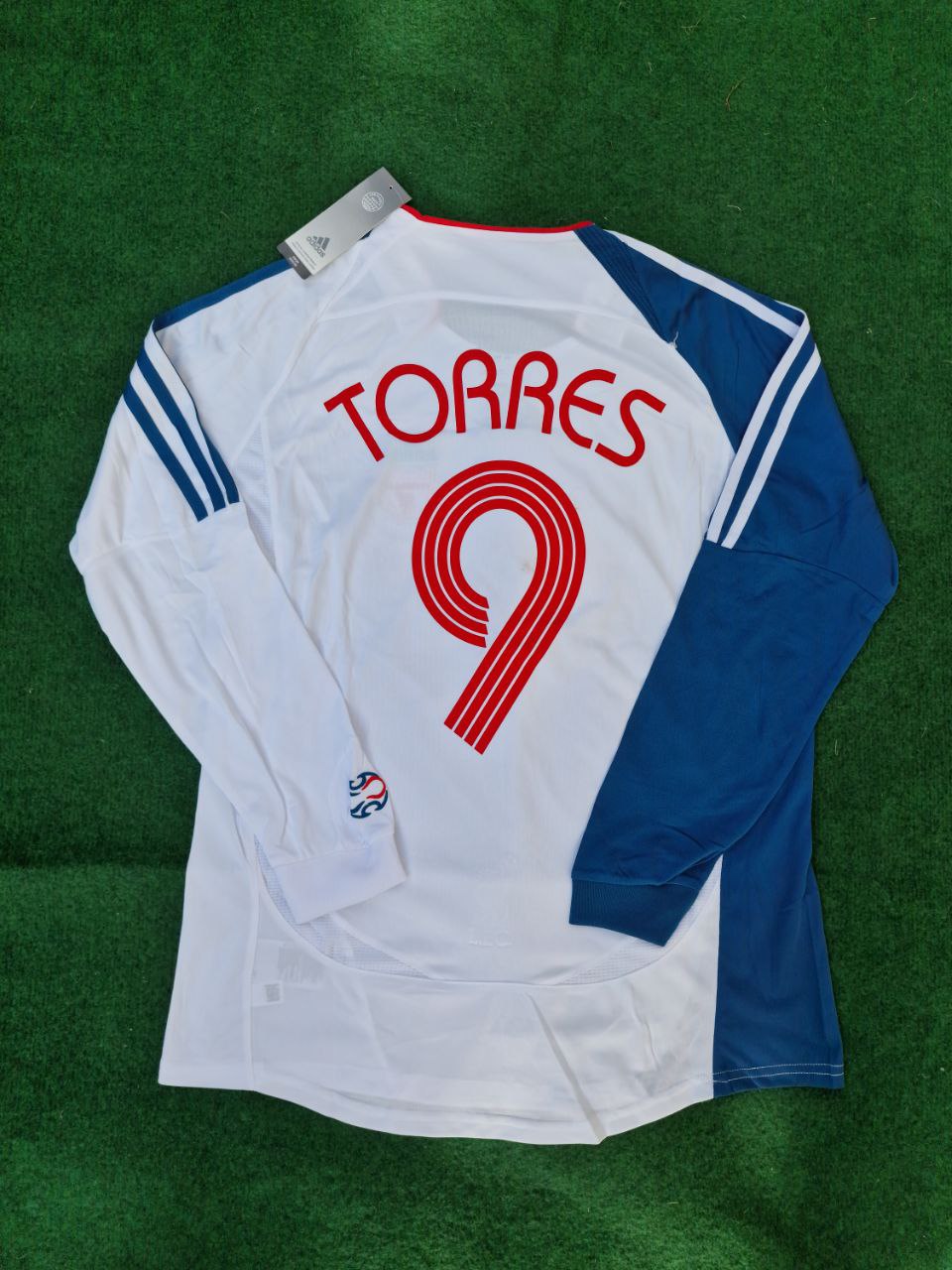 Fernando Torres Liverpool 2007 White Blue Long Sleeve Retro Jersey Trikot Maglia