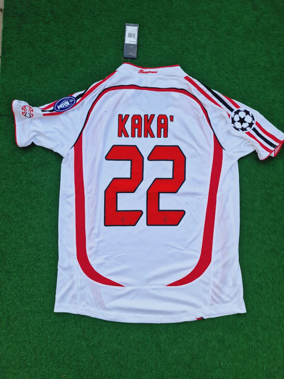 Kaká Leite Milan 2007 Final Athene Champions League Final White Retro Football Jersey