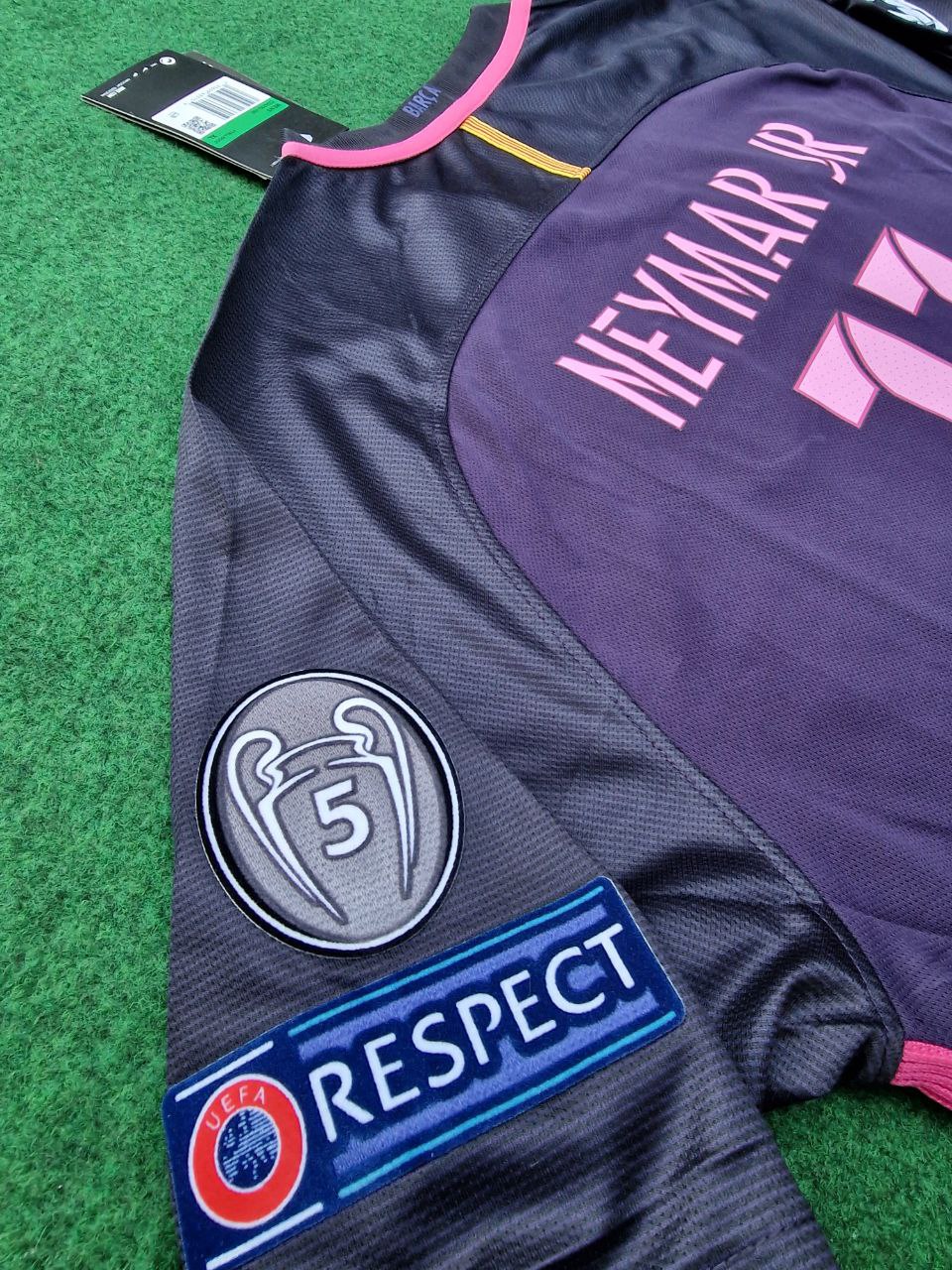 Neymar Jr Barcelona 14/15 Retro Pink Printing Long Sleeve Jersey Maillot Trikot Maglia