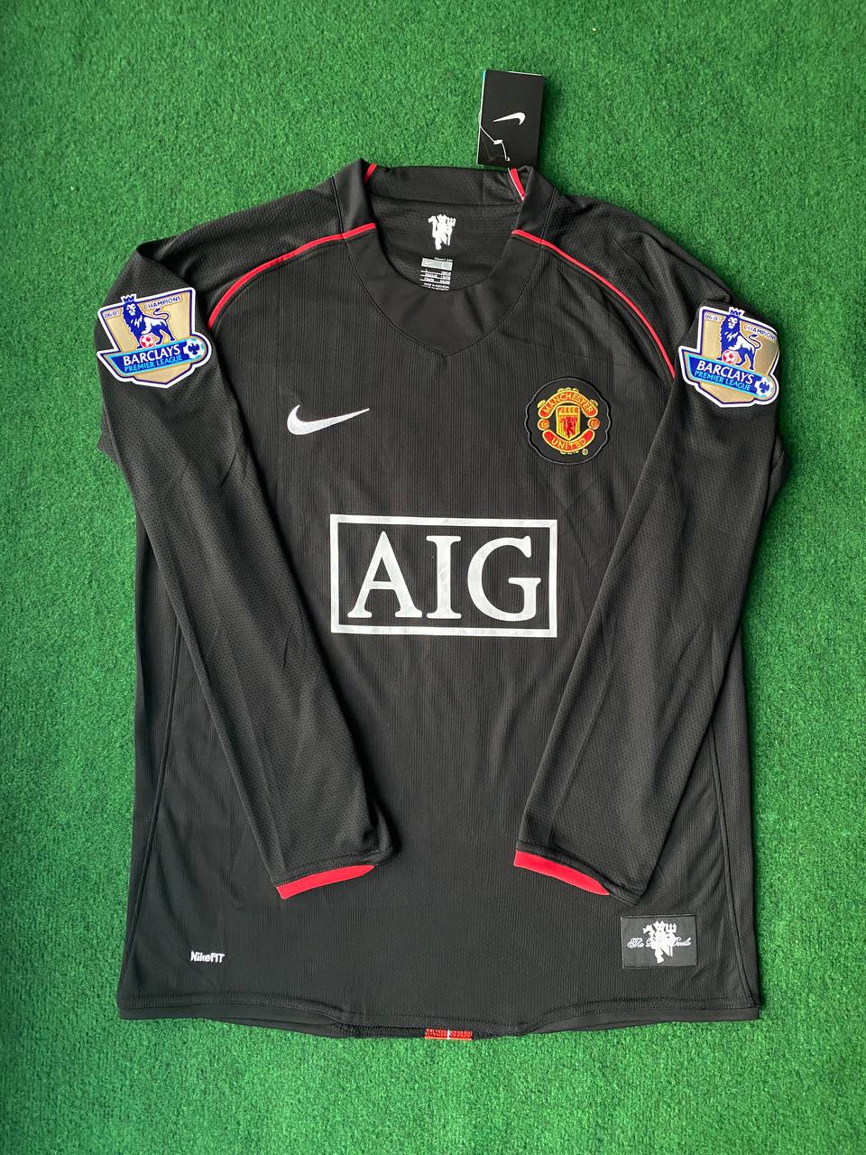 Patrice Evra 2007-2008 Manchester United Black Retro Football Jersey