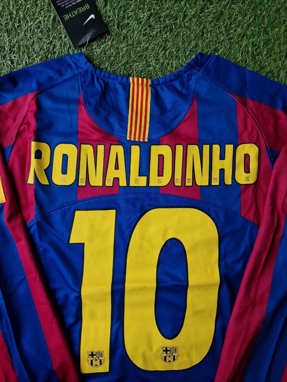 Ronaldinho Gaucho Barcelona 2006 Paris Final vs Arsenal Retro Long Sleeve Football Jersey