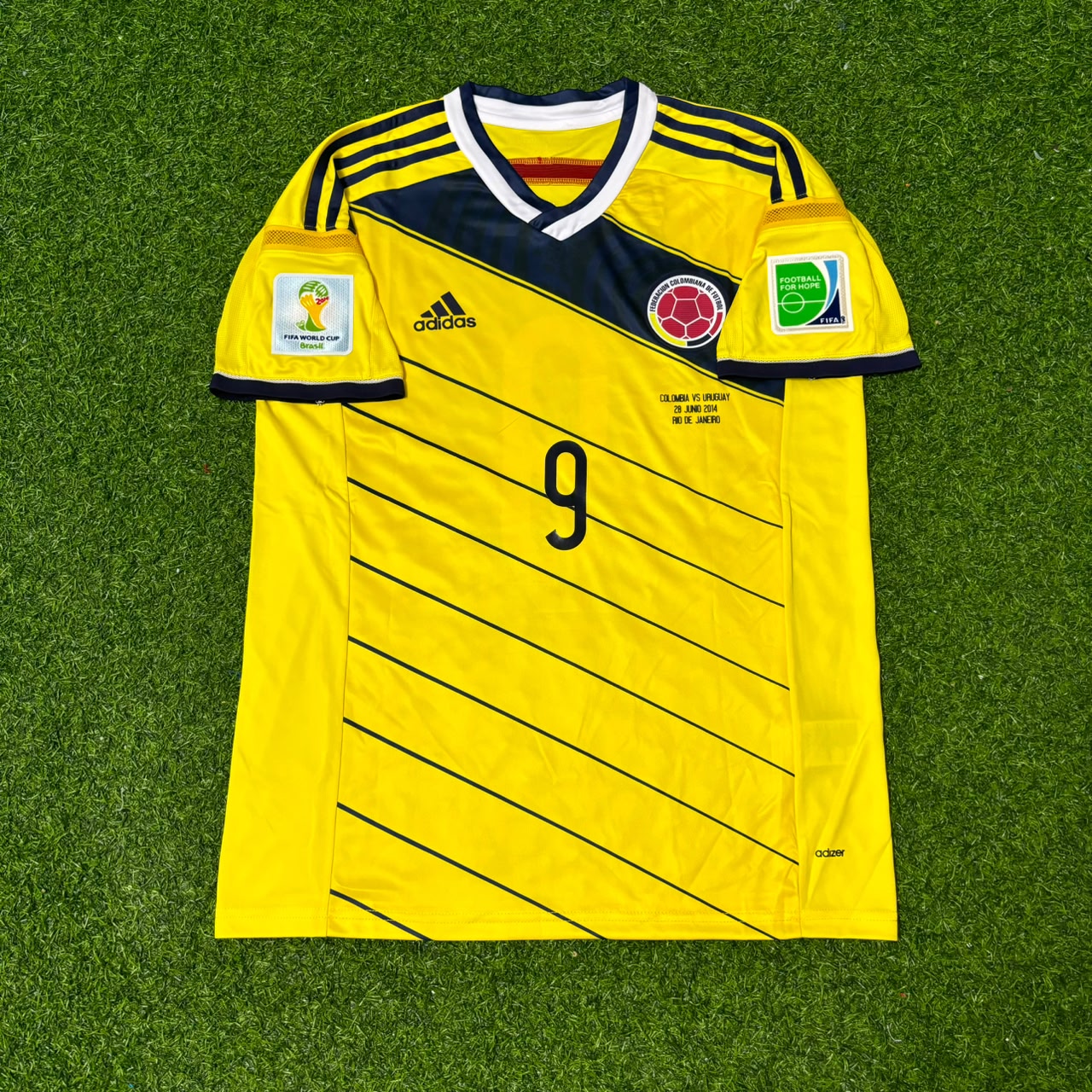 Colombia World Cup 2014 Radamel Falcao Blue Retro Football Jersey