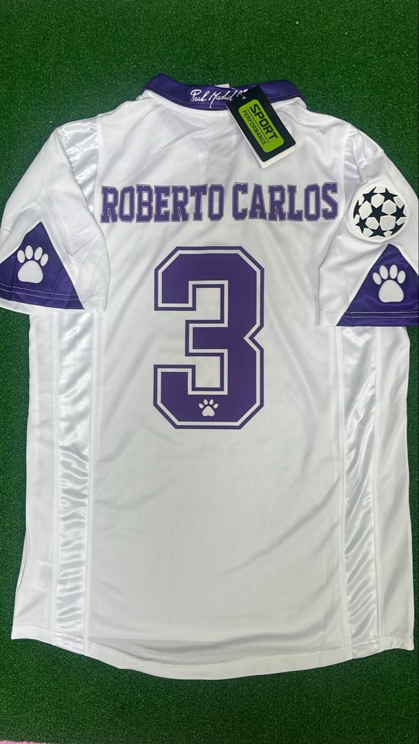 Real Madrid Roberto Carlos 1998 - 1999 Season Retro Vintage Football Jersey Kit