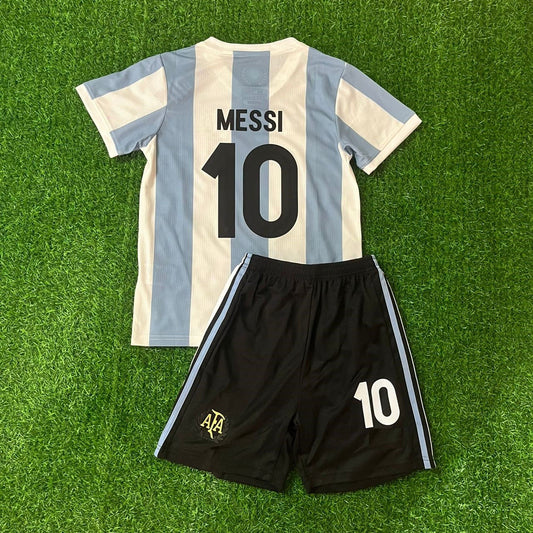 Lionel Messi Argentina Retro Kids Football Jersey Kit