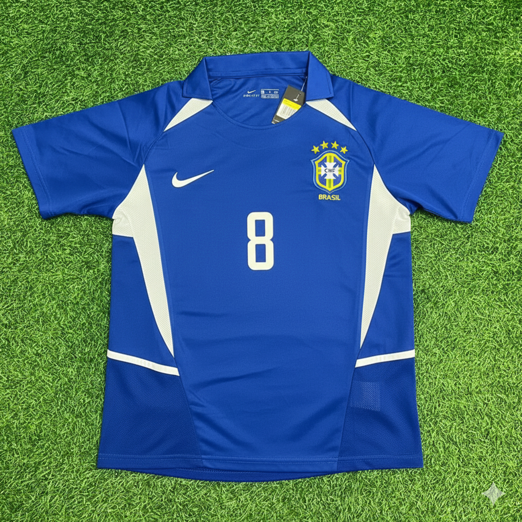 Brazil World Cup 2002 Gilberto Silva Retro Football Jersey Kit