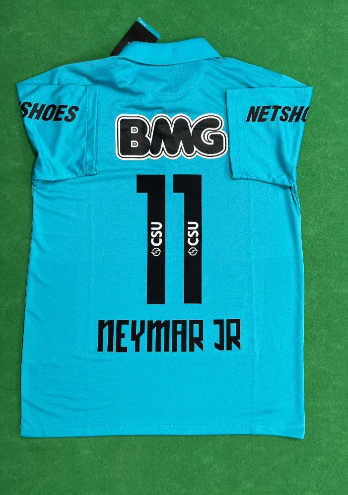 Neymar JR Santos FC 2011 2012 Retro Blue Green Turquoise Jersey Trikot