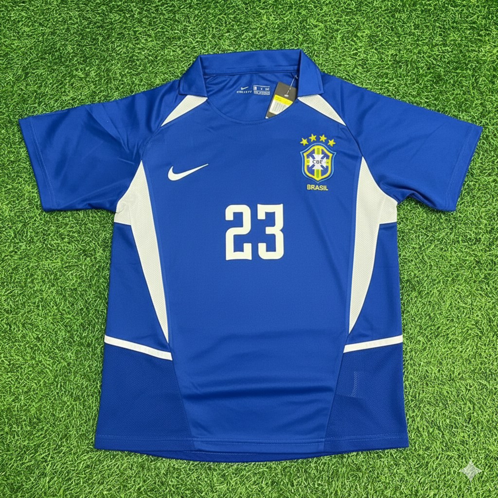 Brazil World Cup 2002 Kaka Leite Retro Football Jersey Kit