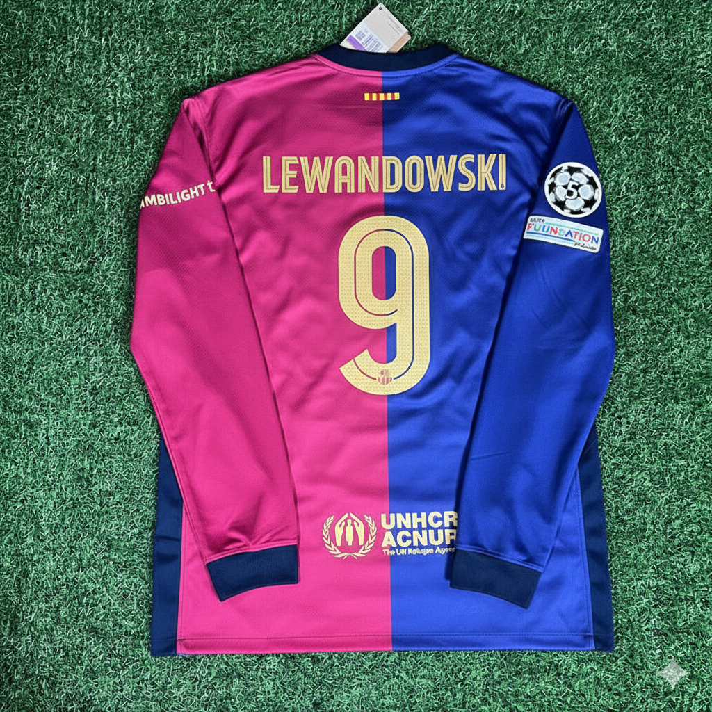 Robert Lewandowski 9- Barcelona 2025 Champions League Long Sleeve Football Jersey
