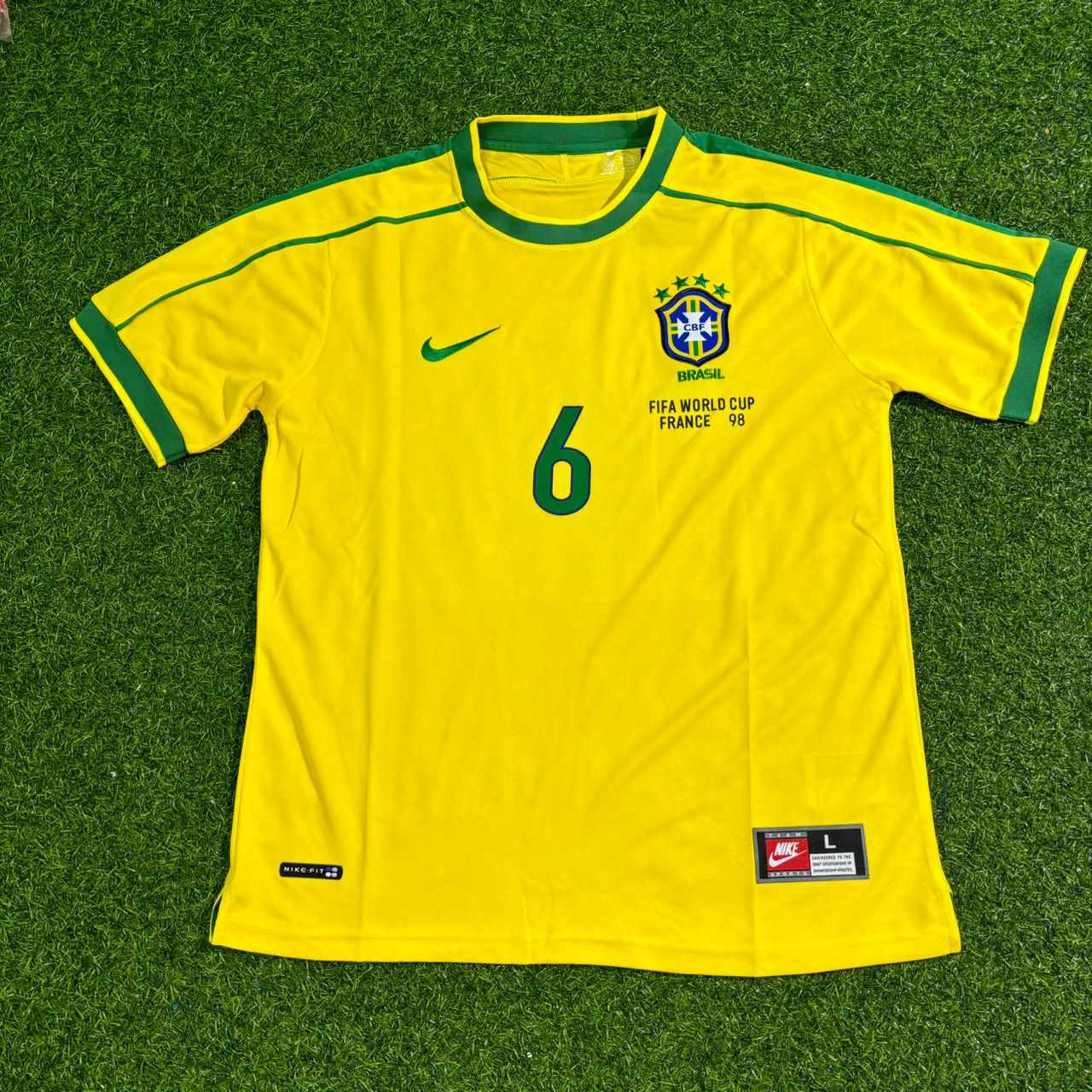 Brazil World Cup 1998 Roberto Carlos #6 Retro Football Jersey