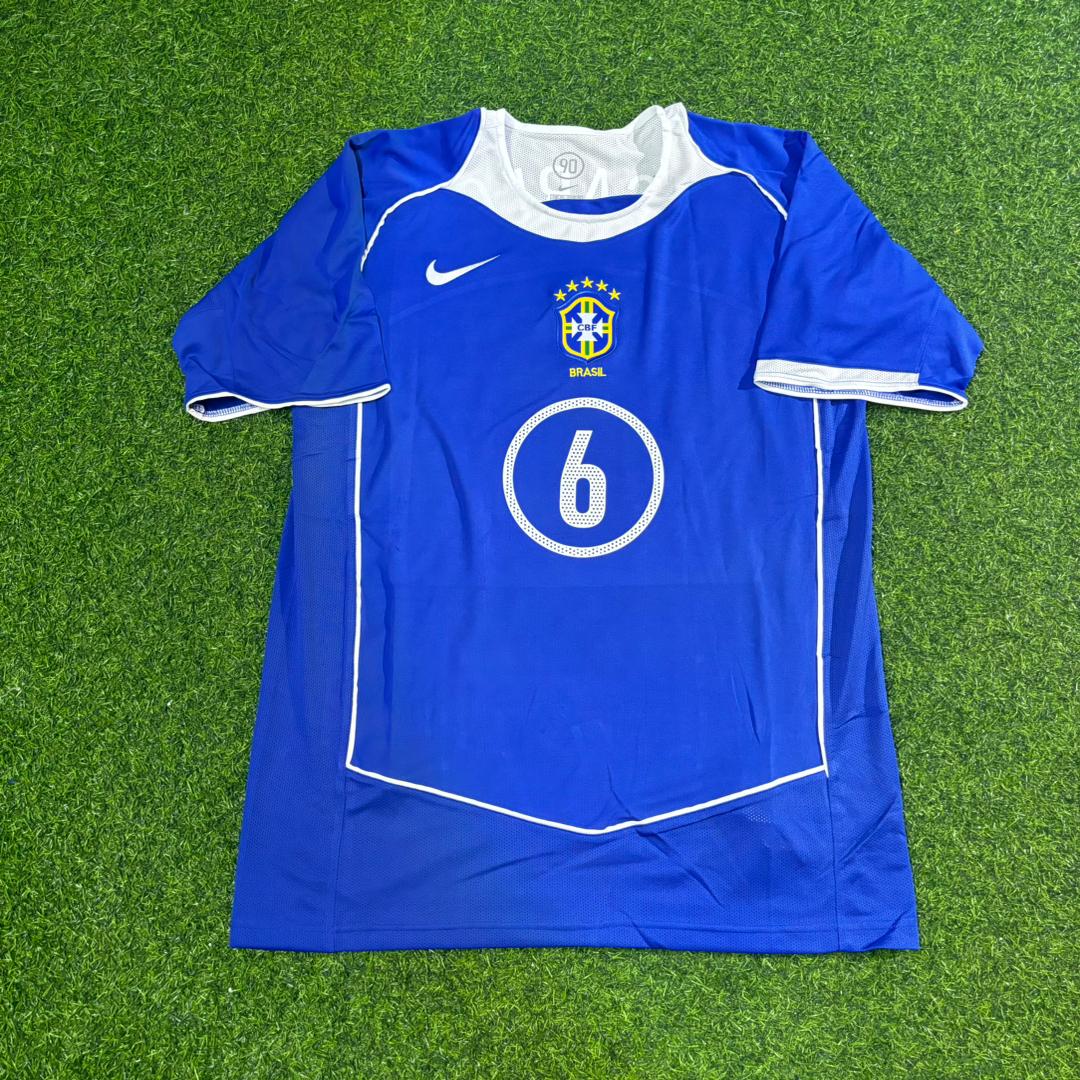 Roberto Carlos Brazil 2004 Blue Retro Football Jersey Collection