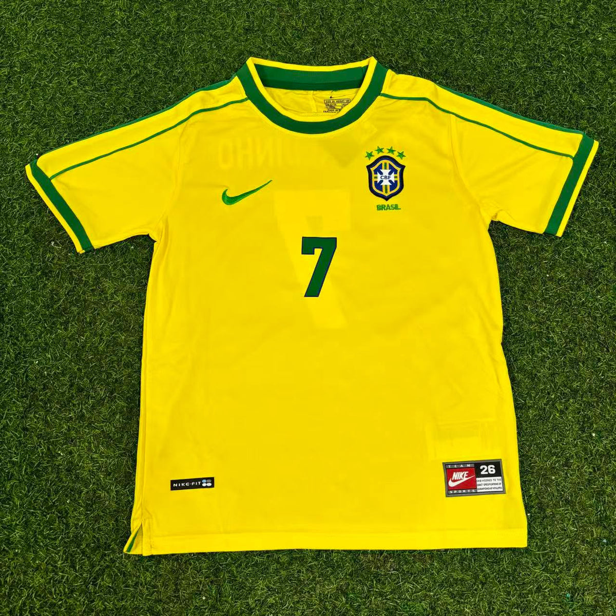 Ronaldinho #7 Brazil Retro Kids Soccer Football Jersey Kit Kinder Special Edition