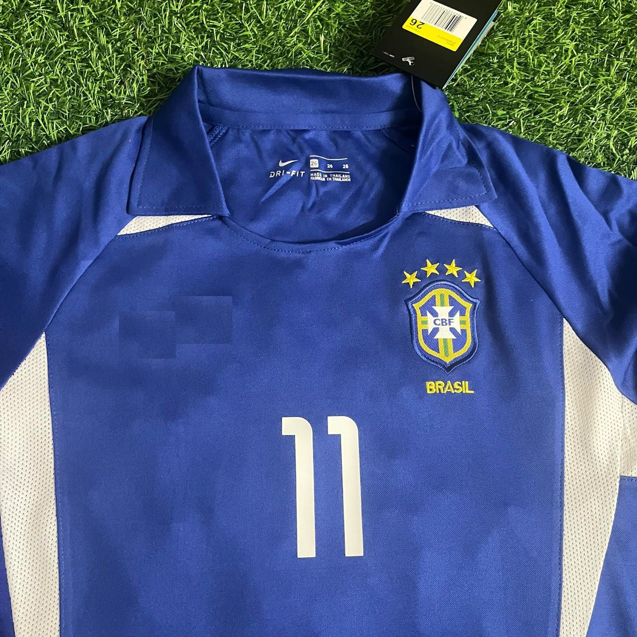 Ronaldinho Brazil 2002 Kids Football Jersey Kit