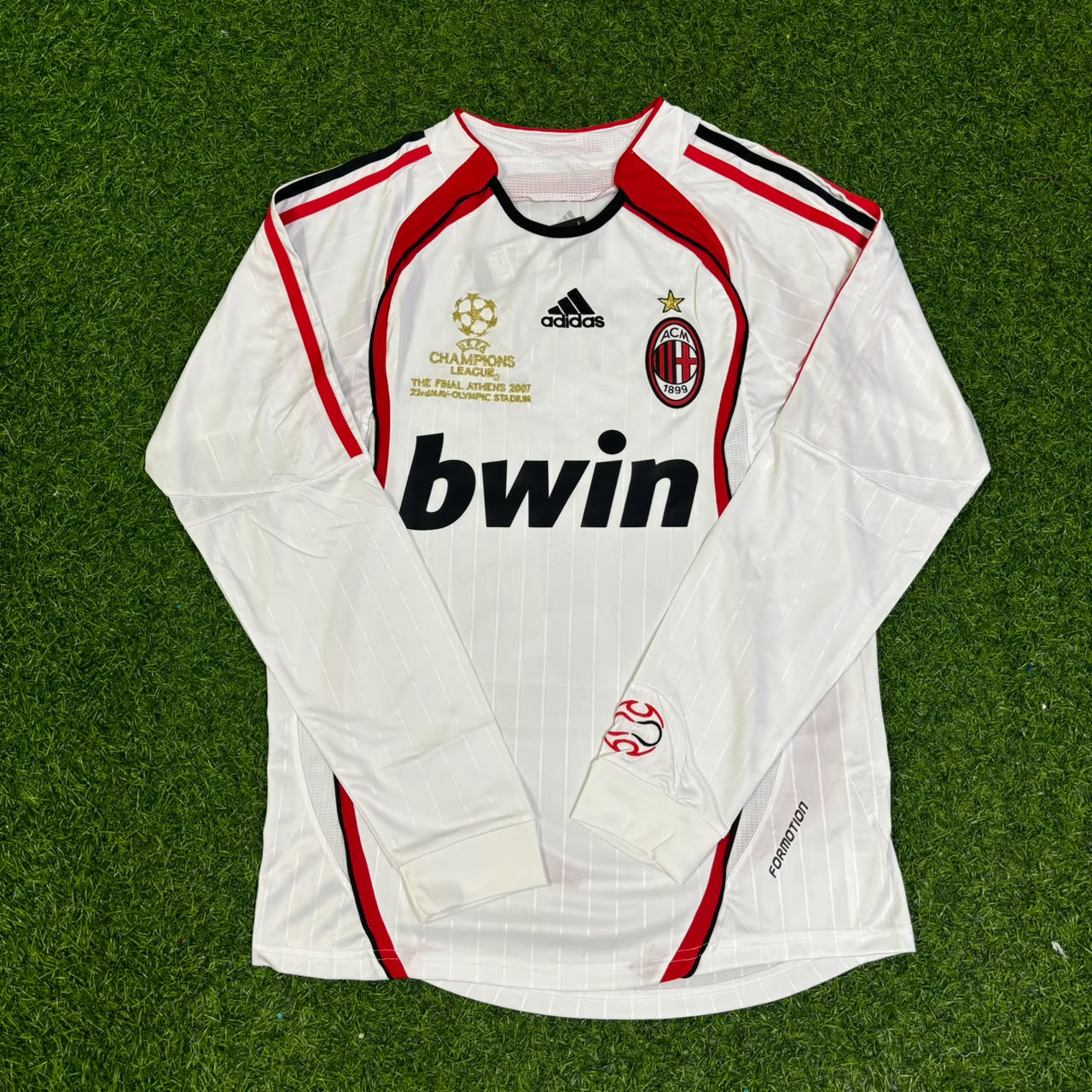 Ronaldinho Gaucho #80 AC Milan Away White Long Sleeve Retro Football Jersey