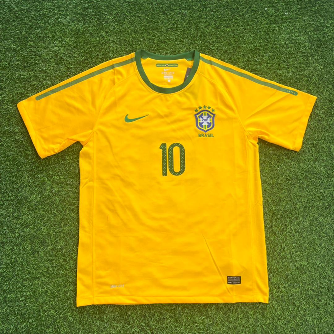 Brazil World Cup 2010 Ronaldinho Gaucho Retro Yellow Football Jersey