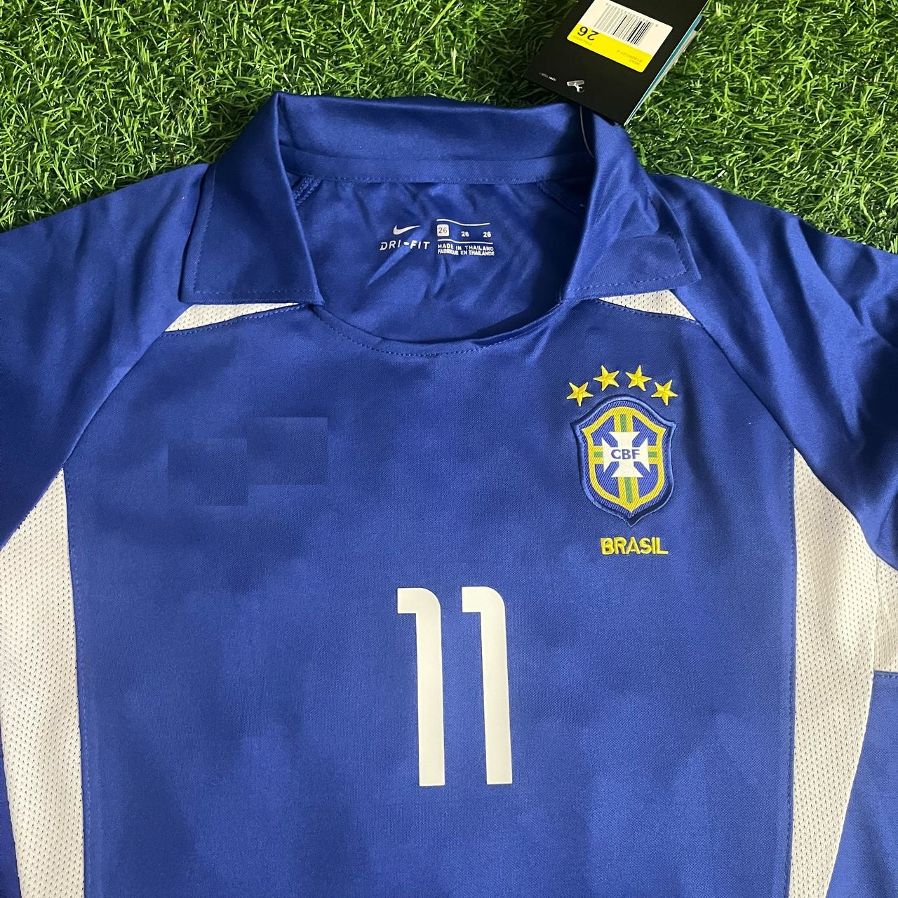 Ronaldinho Brazil 2002 Away Kids Kit Football Jersey Kit for Children
