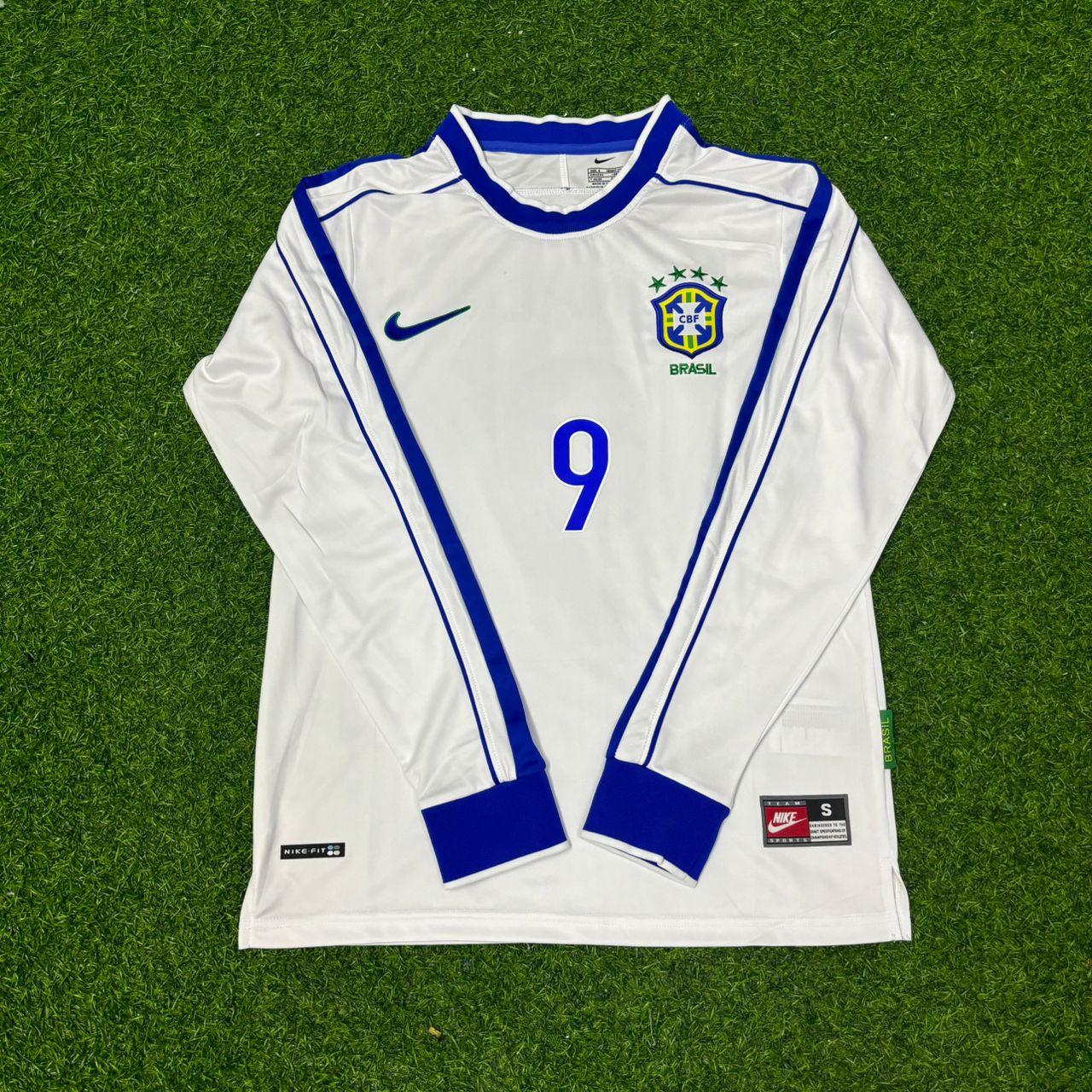 Brazil World Cup 1998 Ronaldo Nazário Long Sleeve Retro Football Jersey