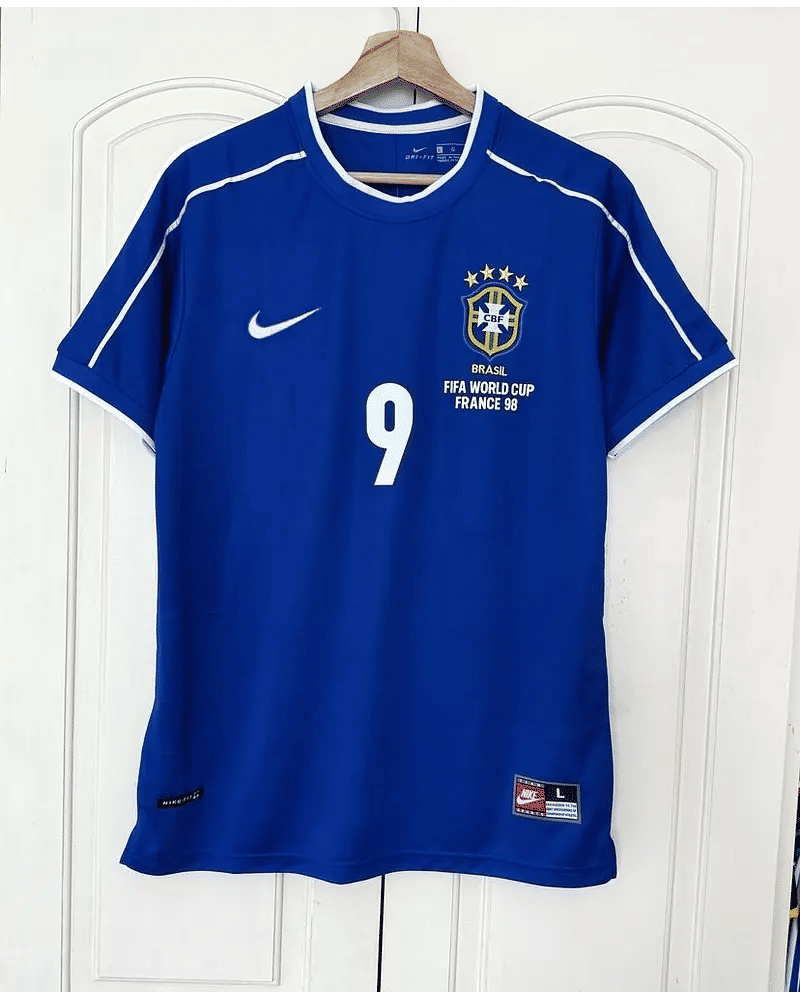 Ronaldo Nazario El Fenomeno Brazil 1998 World Cup Retro Football Jersey Kit