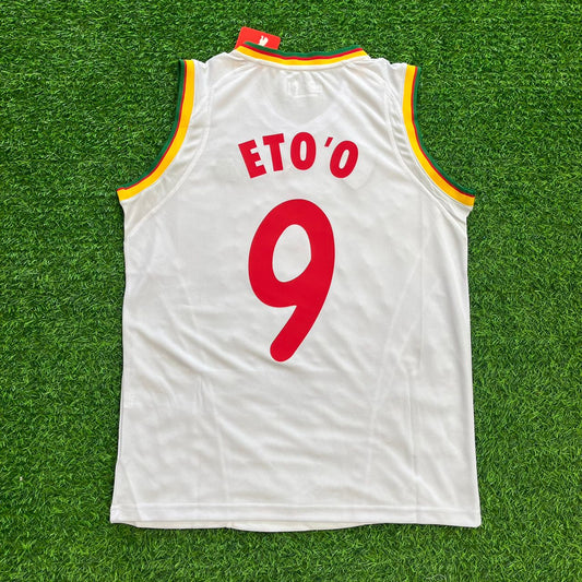 Samuel Eto'o 9 - Cameroon AFCON 2002 Retro Sleeveless Football Jersey Kit