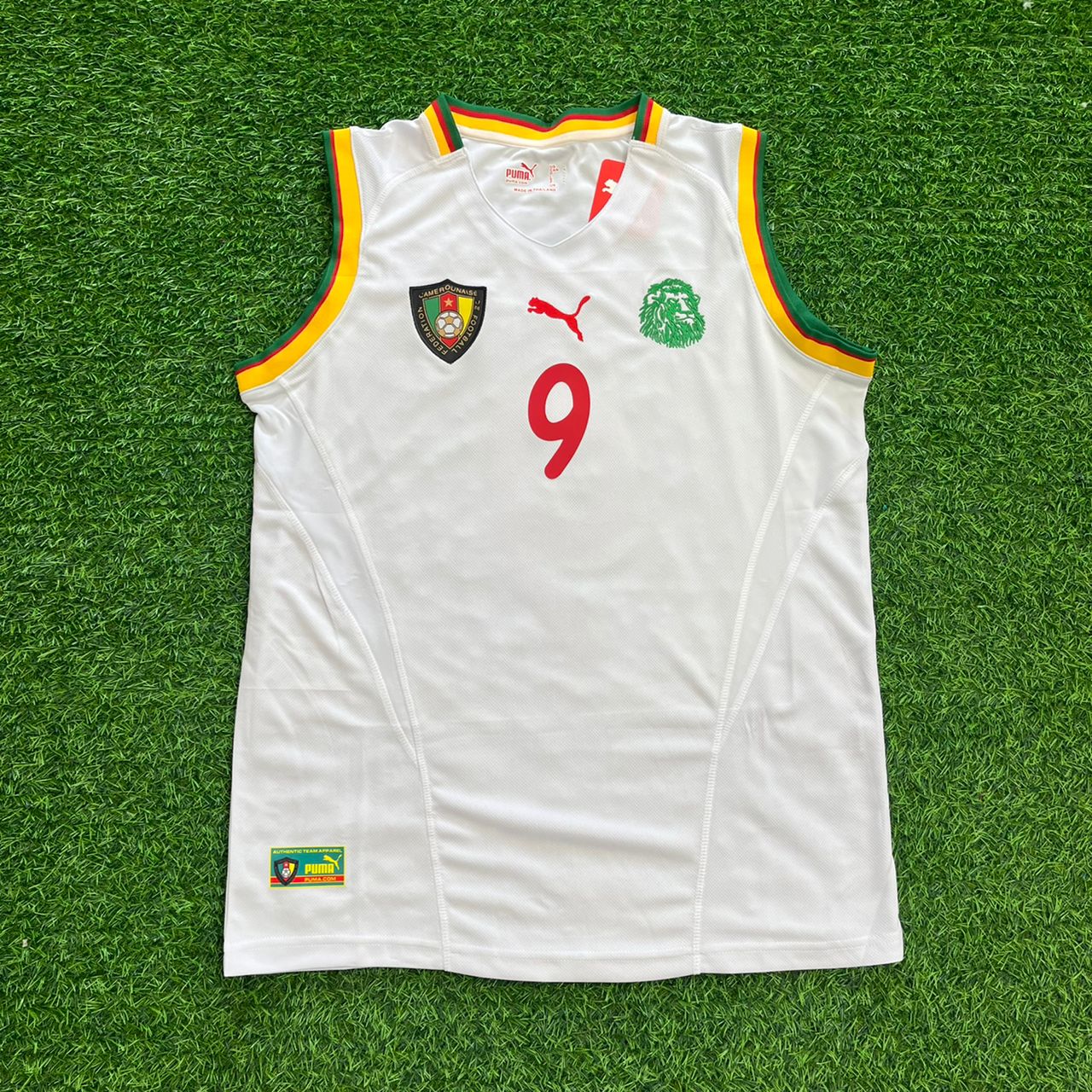 Samuel Eto'o 9 - Cameroon AFCON 2002 Retro Sleeveless Football Jersey Kit