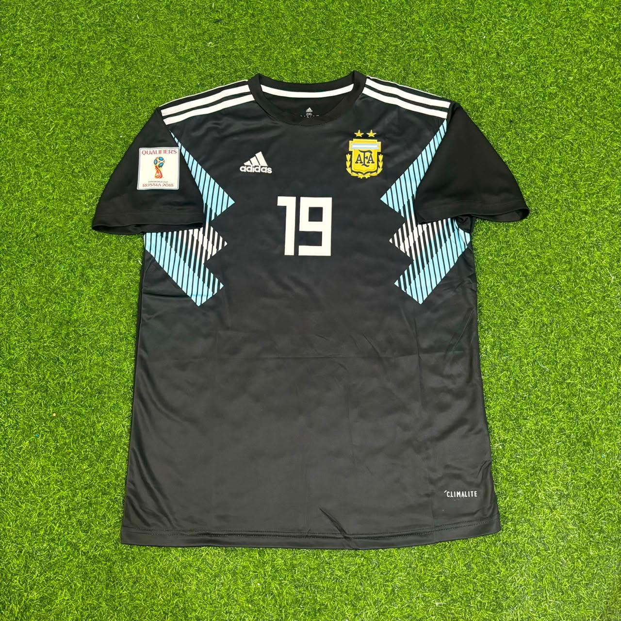Argentina World Cup 2018 Sergio Kun Agüero Black Retro Football Jersey