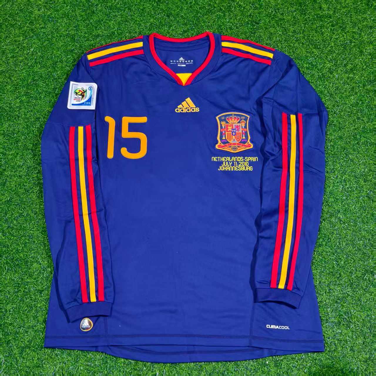 Spain World Cup 2010 Sergio Ramos Final Retro Long Sleeve Football Jersey