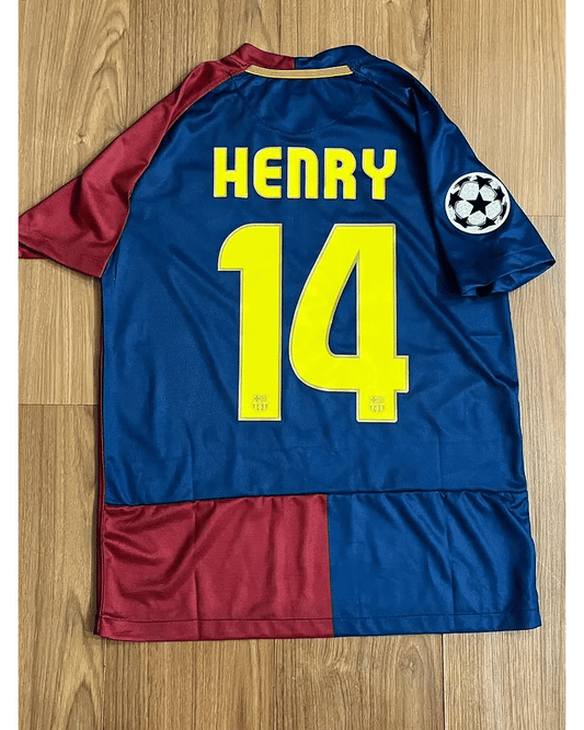 Thierry Henry 14 - Barcelona 2008/2009 Champions League Roma Final vs Manchester United Retro Football Jersey Kit