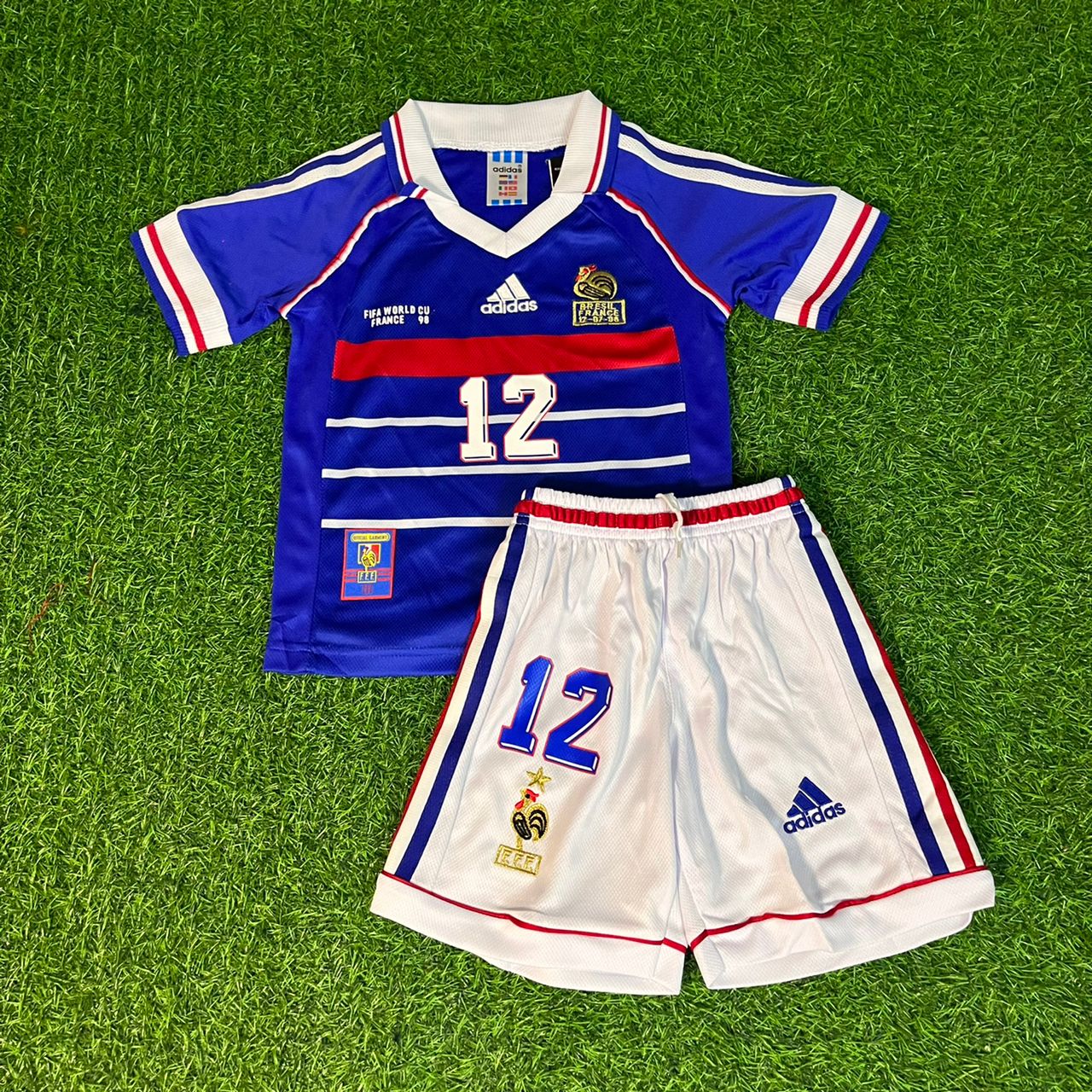 Thierry Henry 14 France 1998 Home Kids Football Jersey Kit