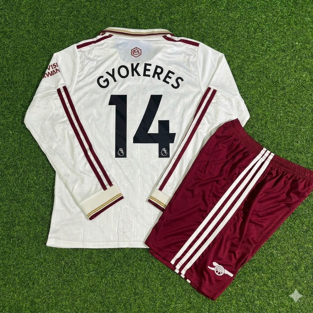 Viktor Gyökeres #14 Arsenal Kids Long Sleeve 2026 Football Jersey Kit Soccer