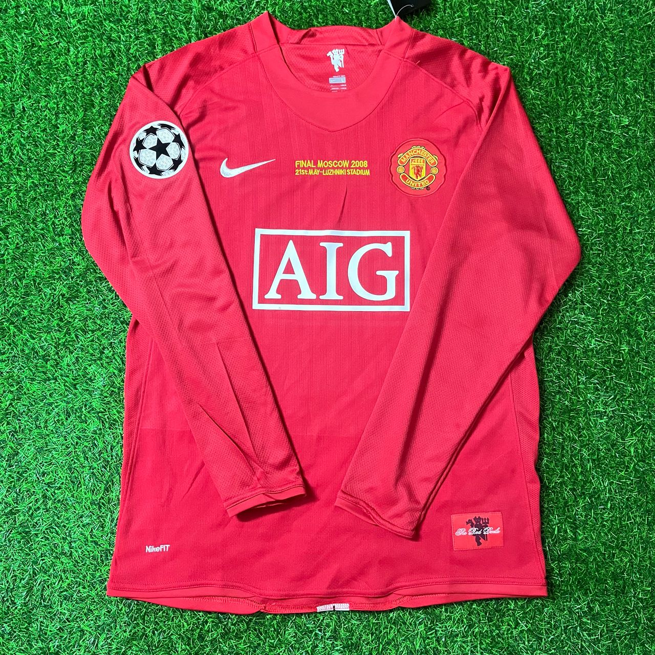 Wayne Rooney 10 Manchester United 2008 Champions Leage Final Moscow Retro Long Sleeve Jersey