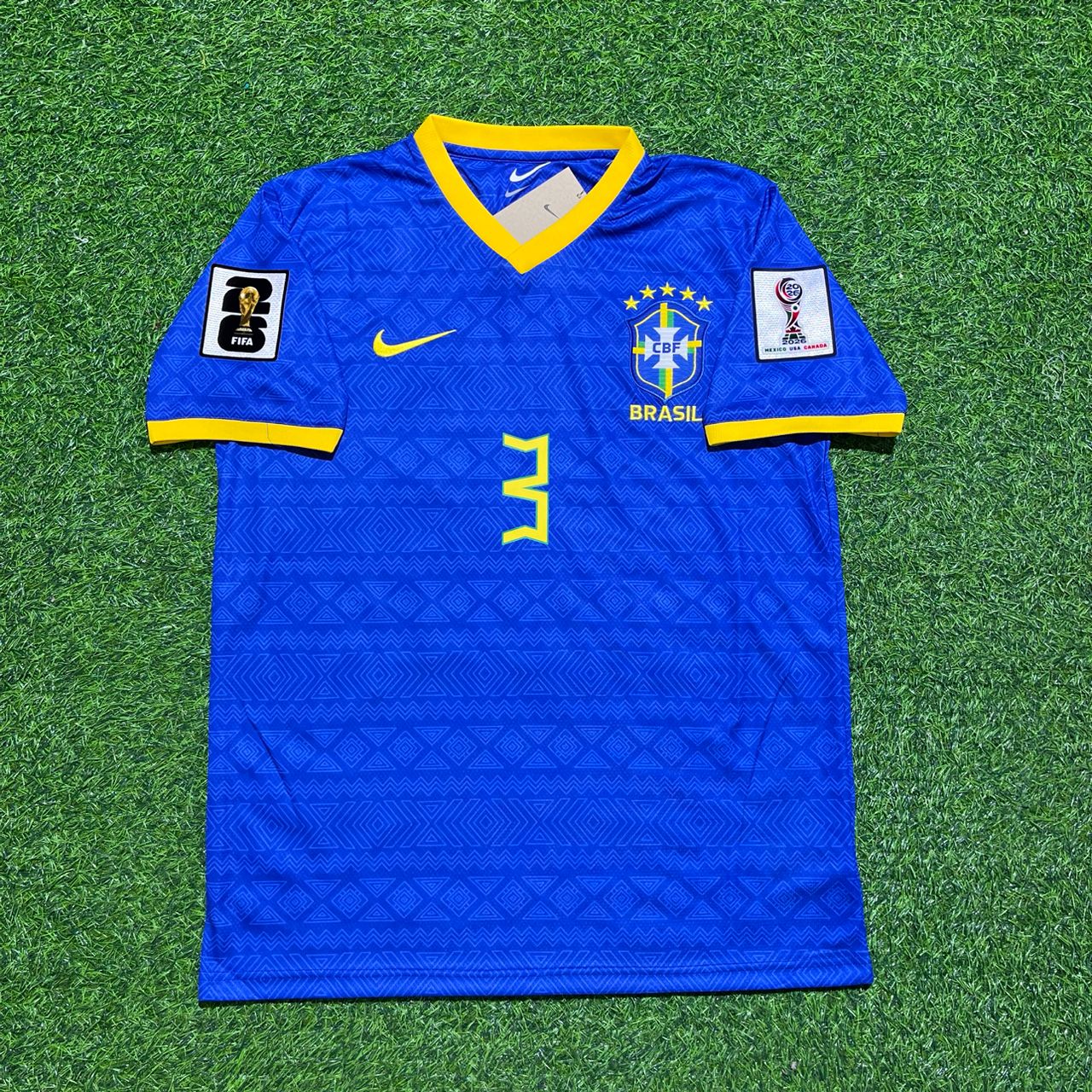 Brasilien Nationalmannschaft WM 2026 Gabriel Magalhães Auswärtstrikot Blau Fußball Trikot