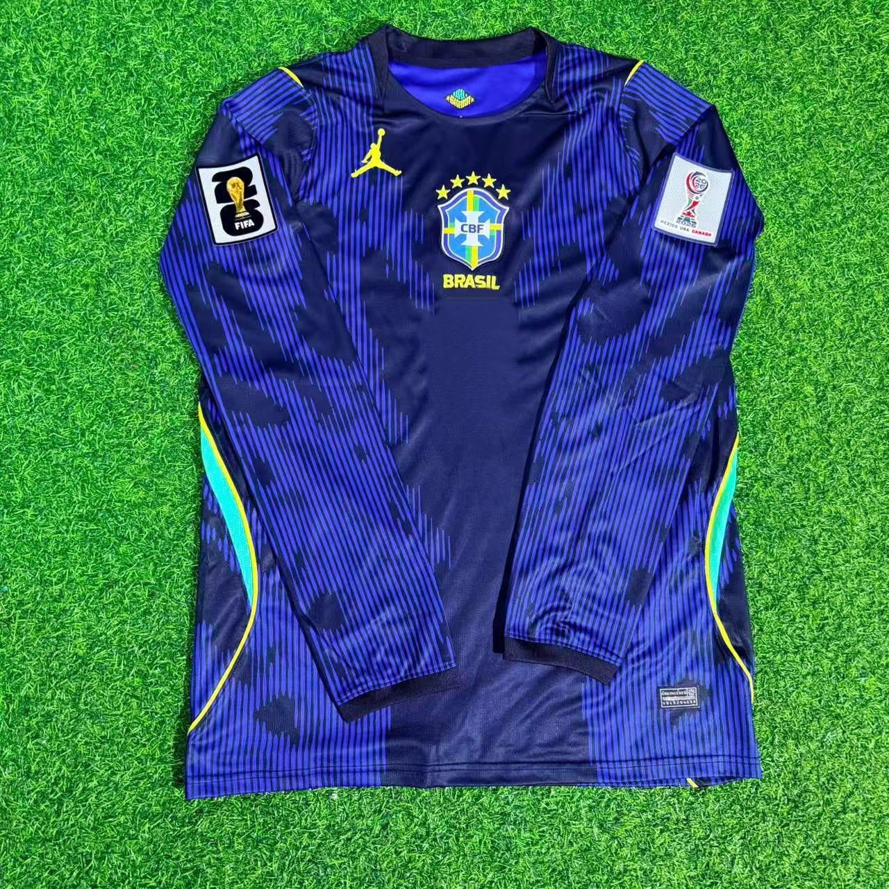 Brazil National Team World Cup 2026 Long Sleeve Away Blue Football Soccer Kit Jersey