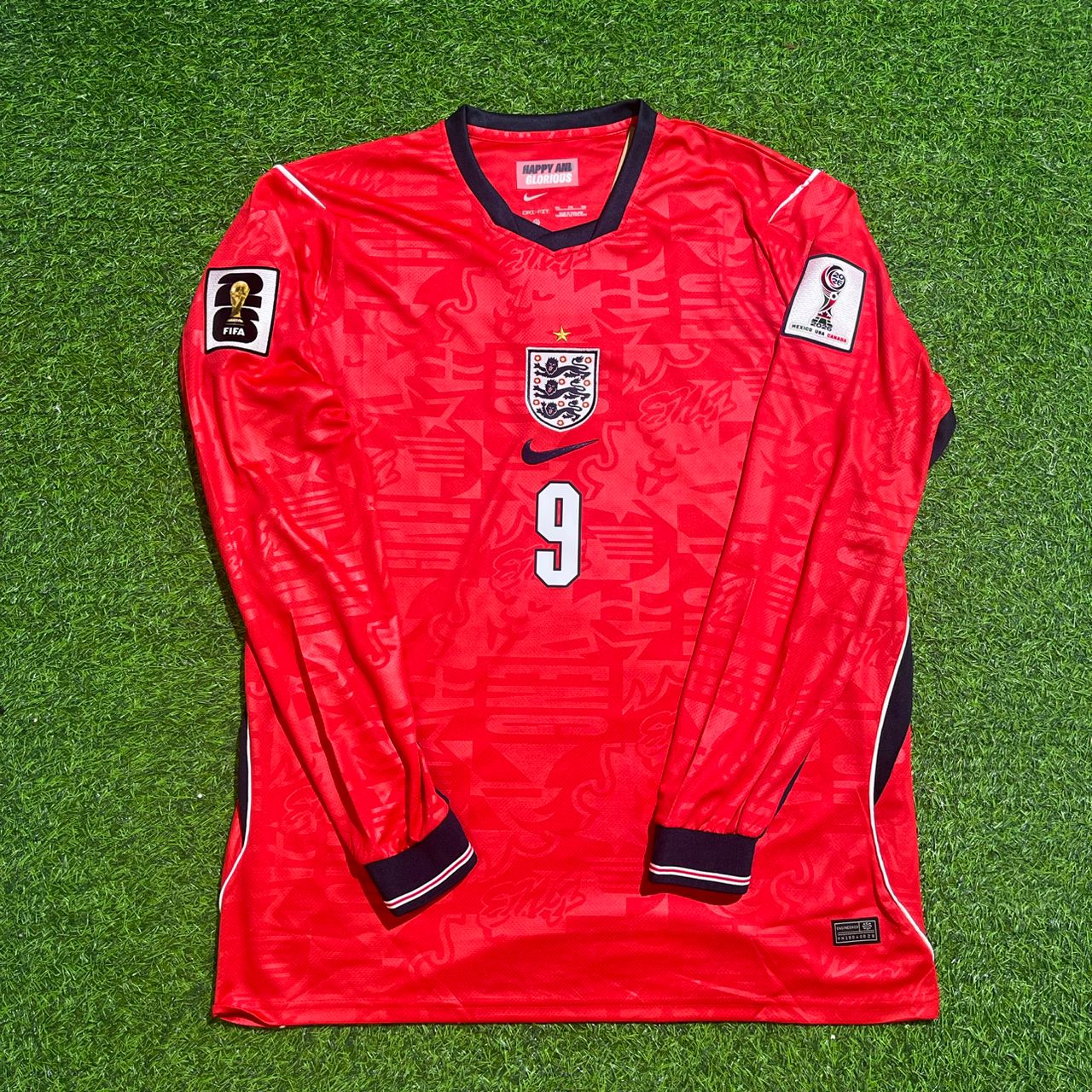 England National Team World Cup 2026 Harry Kane Long Sleeve Away Red Football Soccer Kit Jersey
