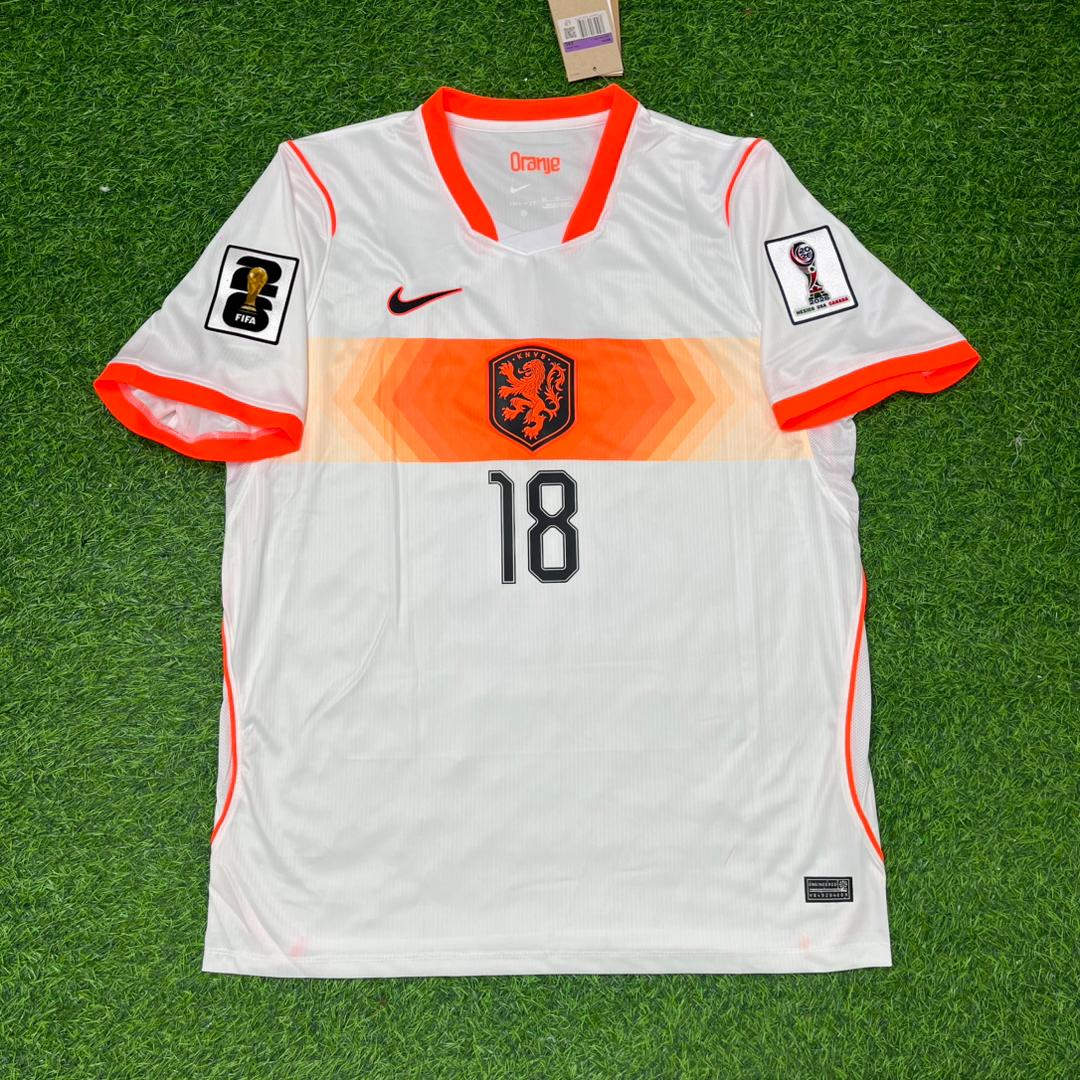 Netherlands National Team World Cup 2026 Donyell Malen White Football Soccer Kit Jersey
